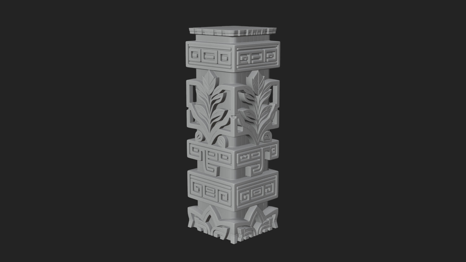 Leaf Carved Stone Column Design 2 3D Print Model 3D Model