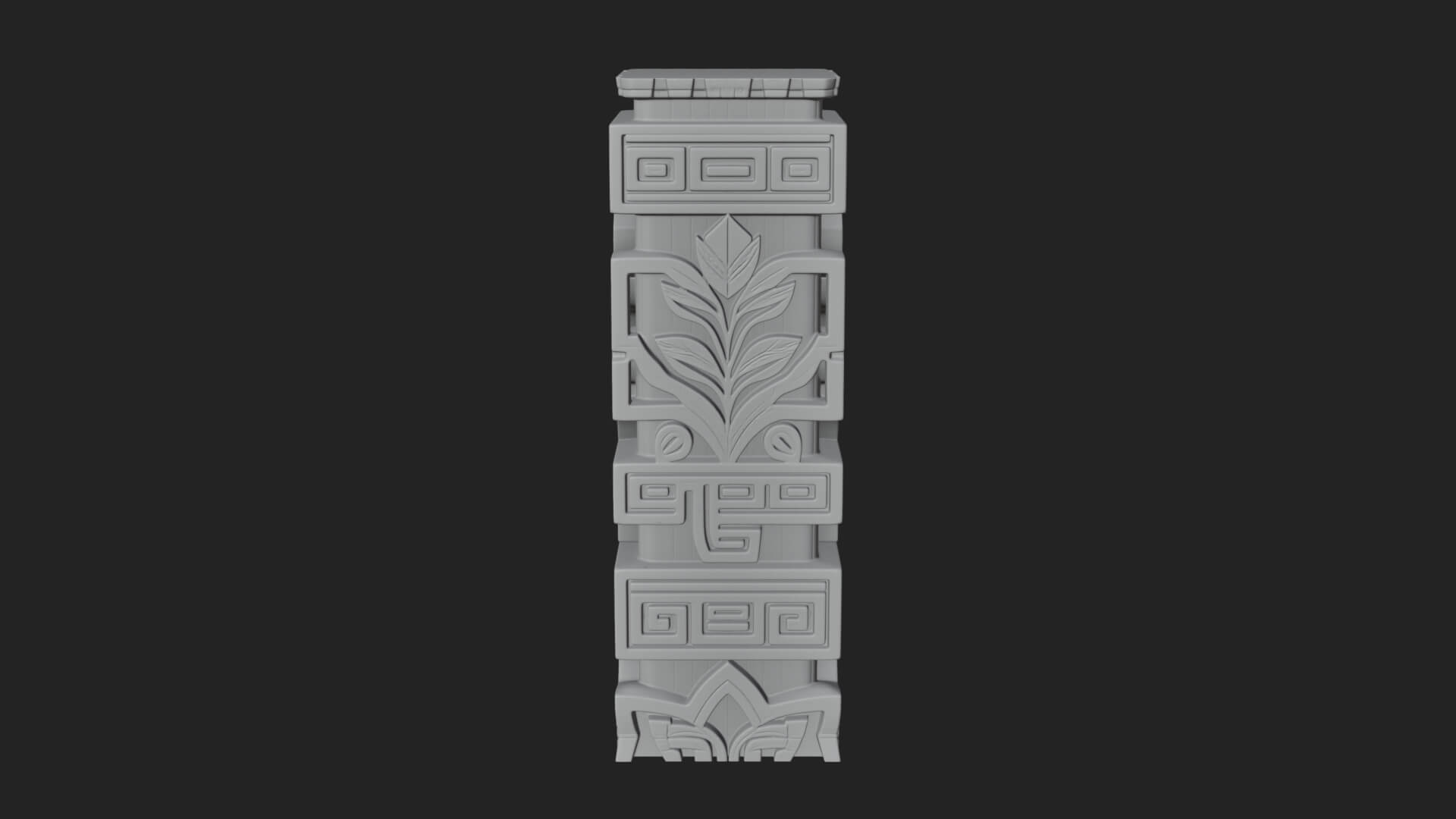 Leaf Carved Stone Column Design 2 3D Print Model 3D Model