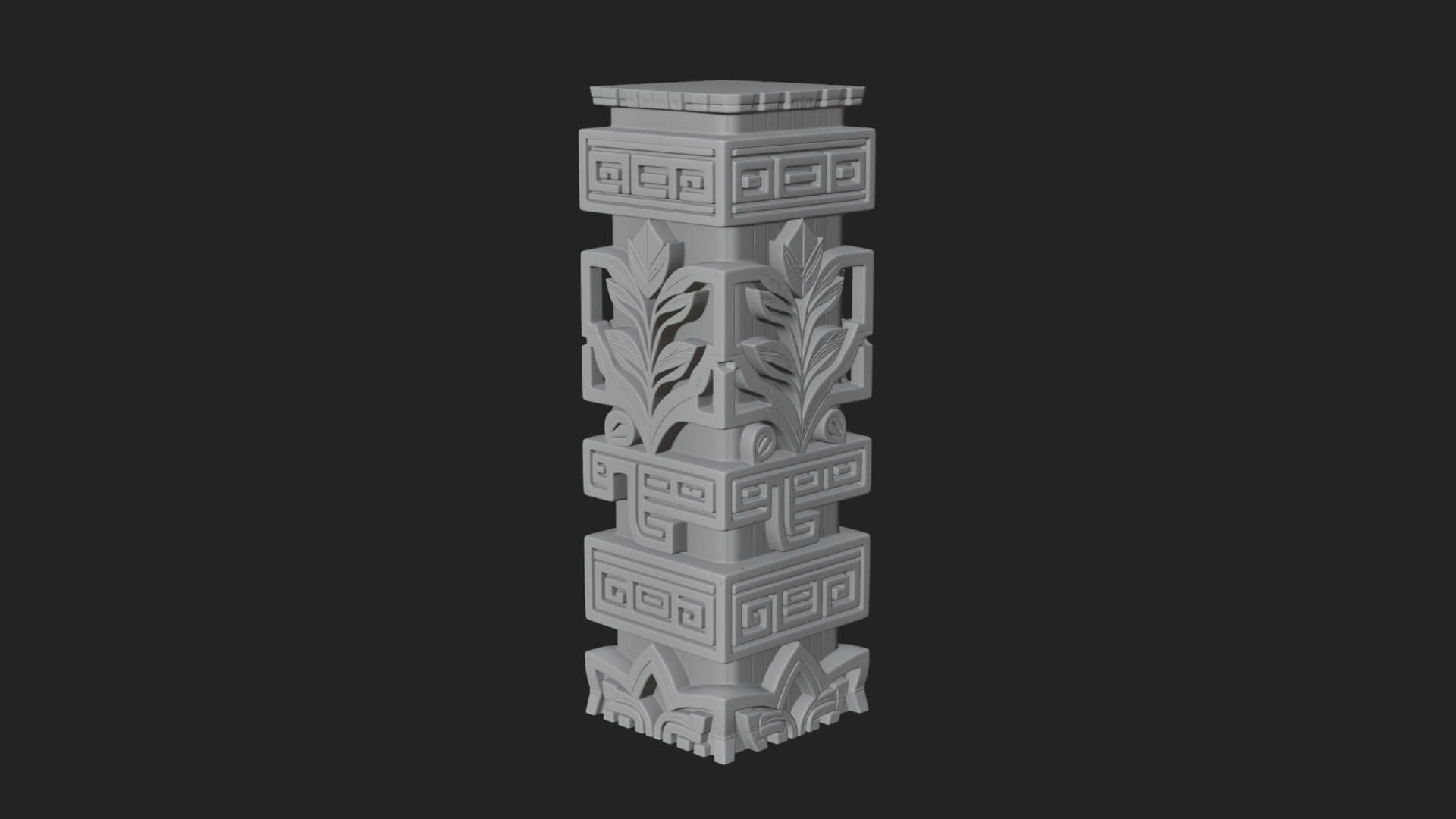 Leaf Carved Stone Column Design 2 3D Print Model 3D Model