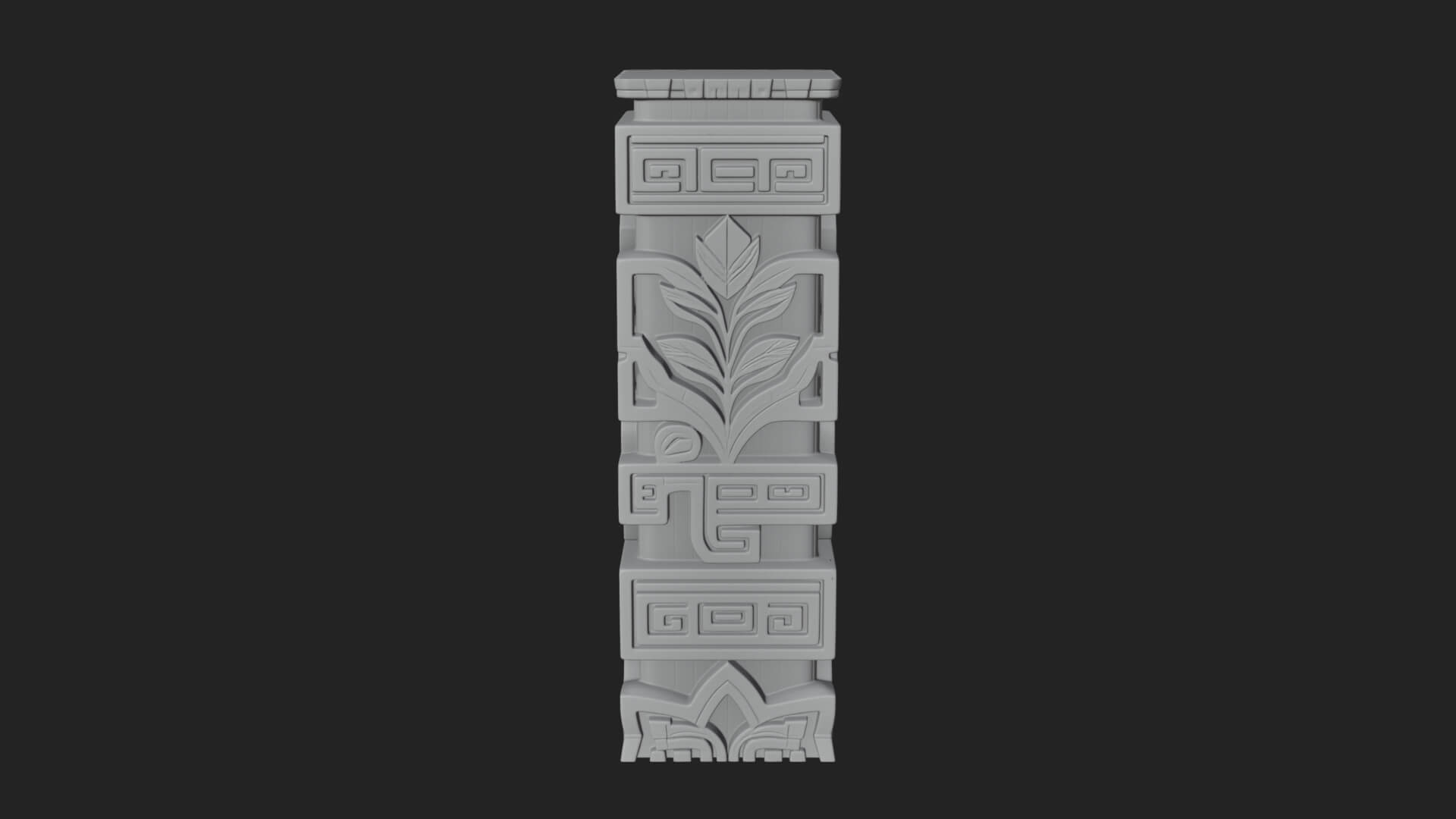 Leaf Carved Stone Column Design 2 3D Print Model 3D Model
