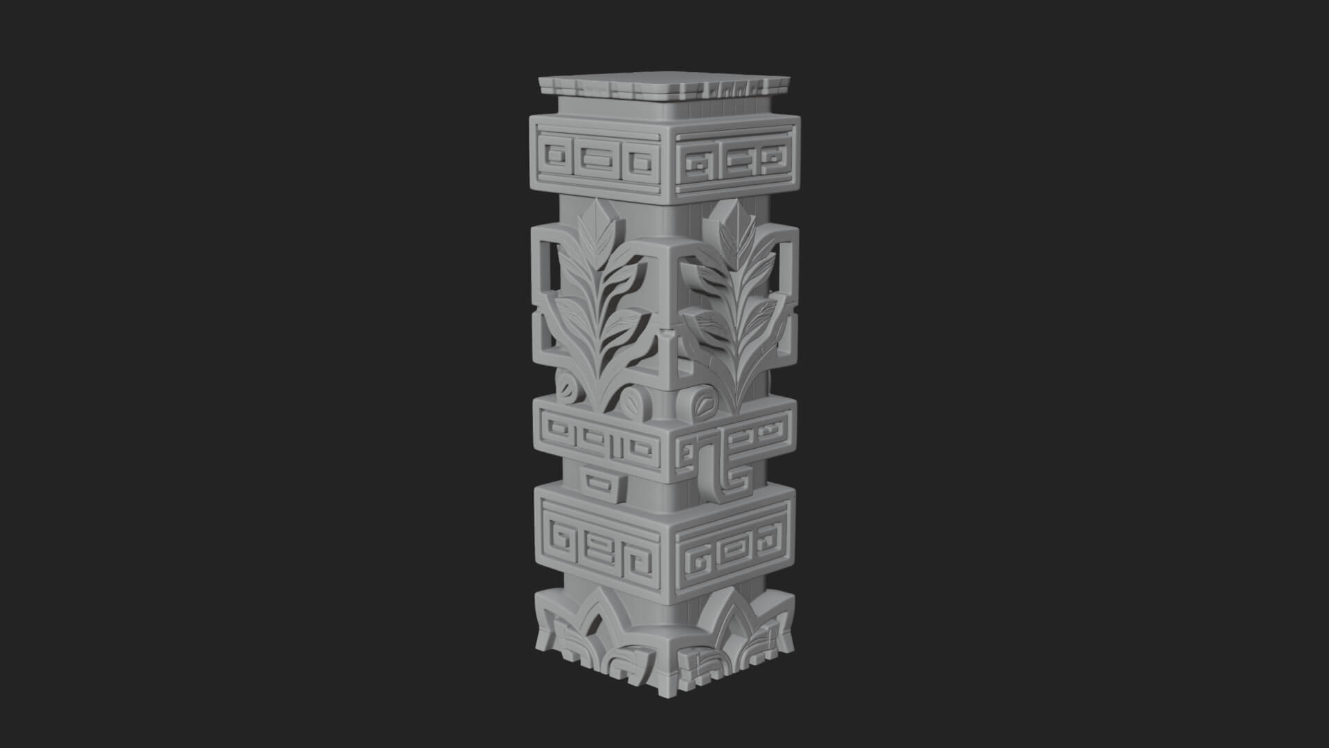 Leaf Carved Stone Column Design 2 3D Print Model 3D Model