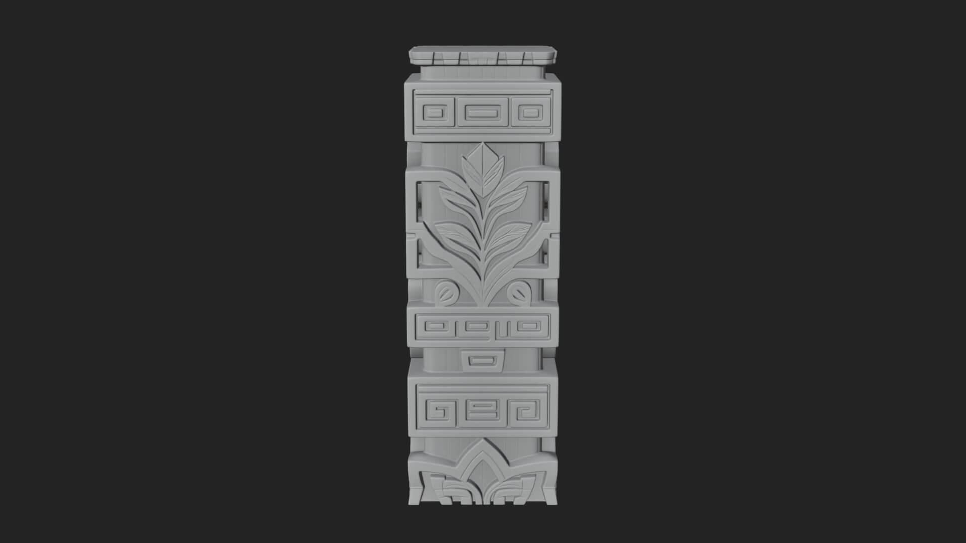 Leaf Carved Stone Column Design 2 3D Print Model 3D Model