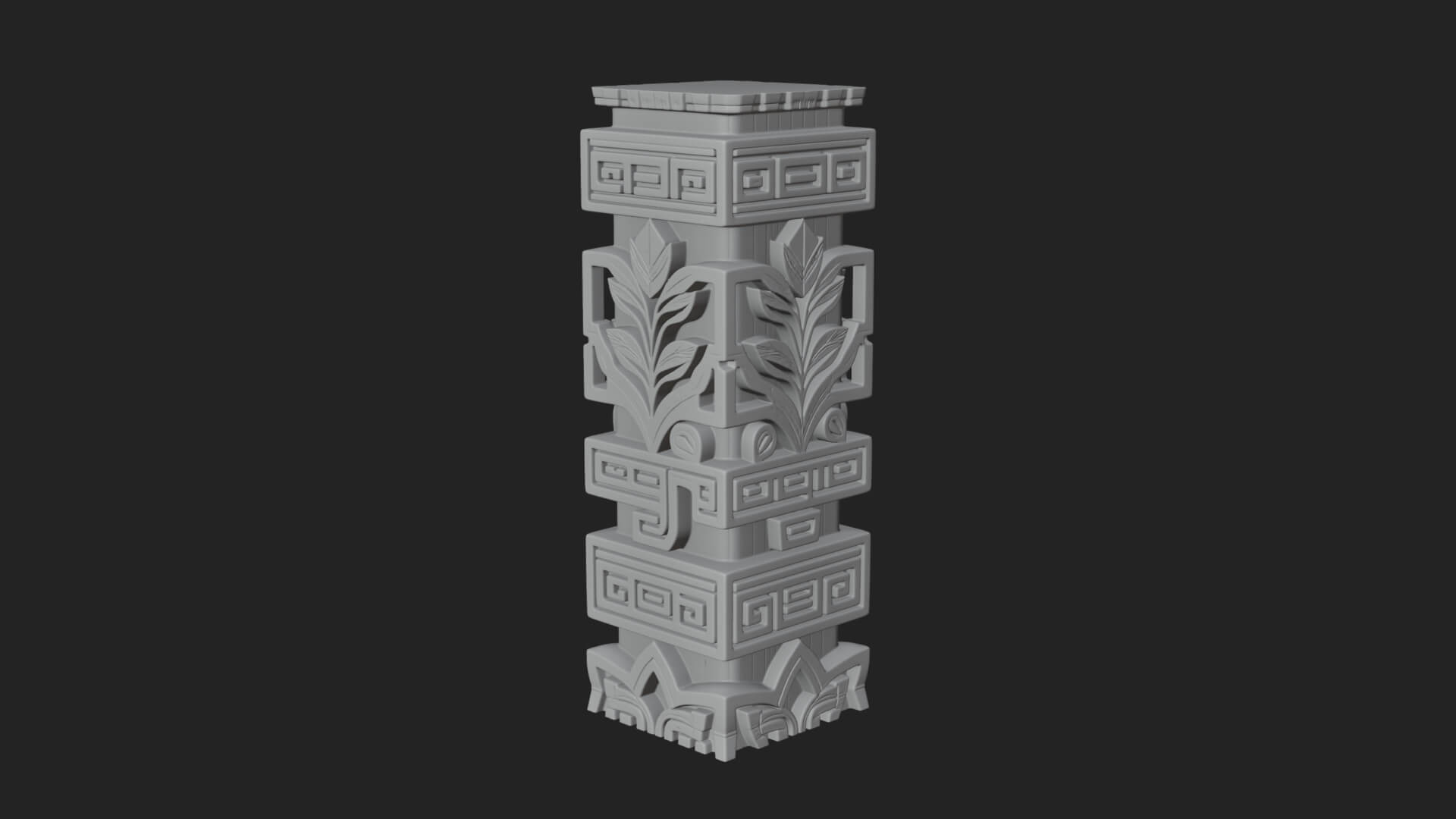 Leaf Carved Stone Column Design 2 3D Print Model 3D Model