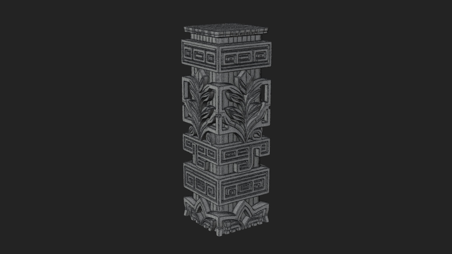 Leaf Carved Stone Column Design 2 3D Print Model 3D Model