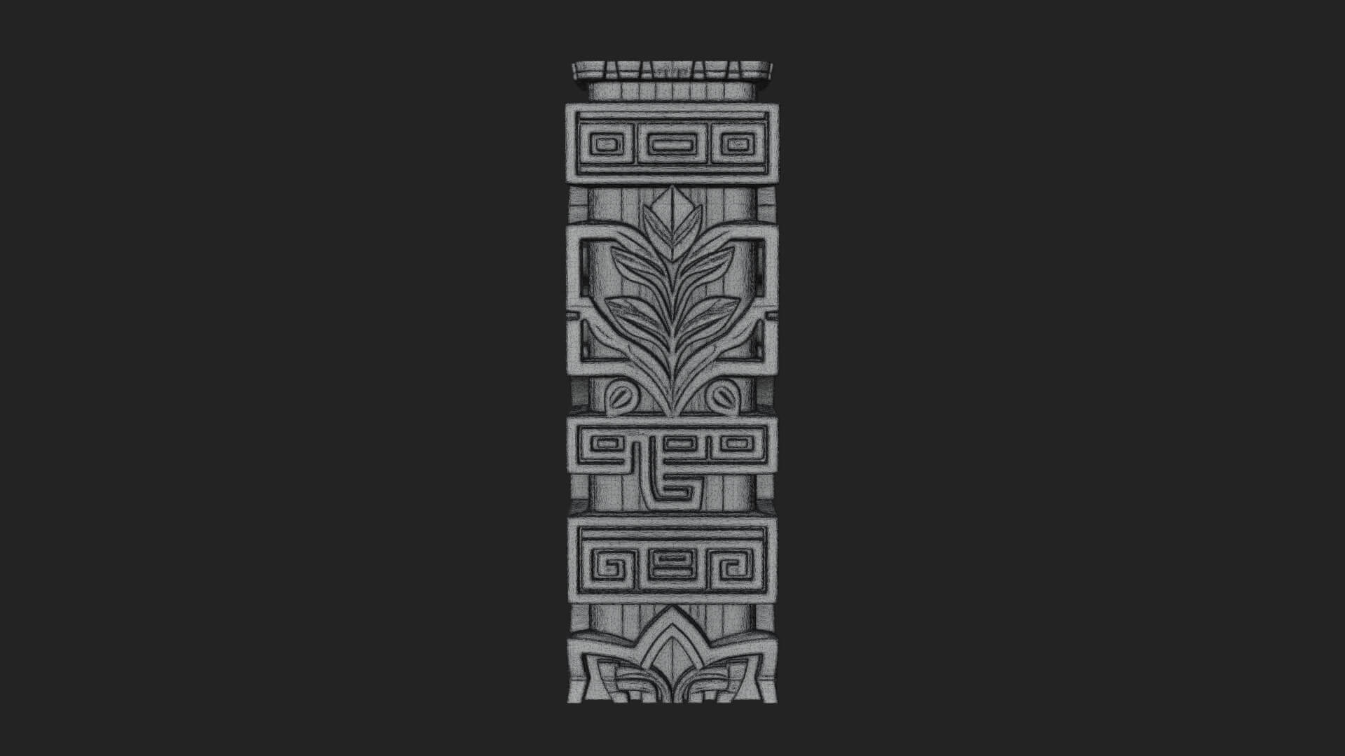 Leaf Carved Stone Column Design 2 3D Print Model 3D Model