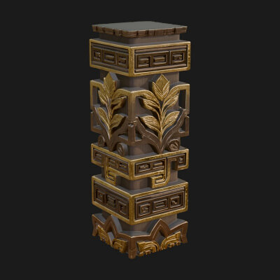 Leaf Carved Stone Column Design 2 3D Print Model