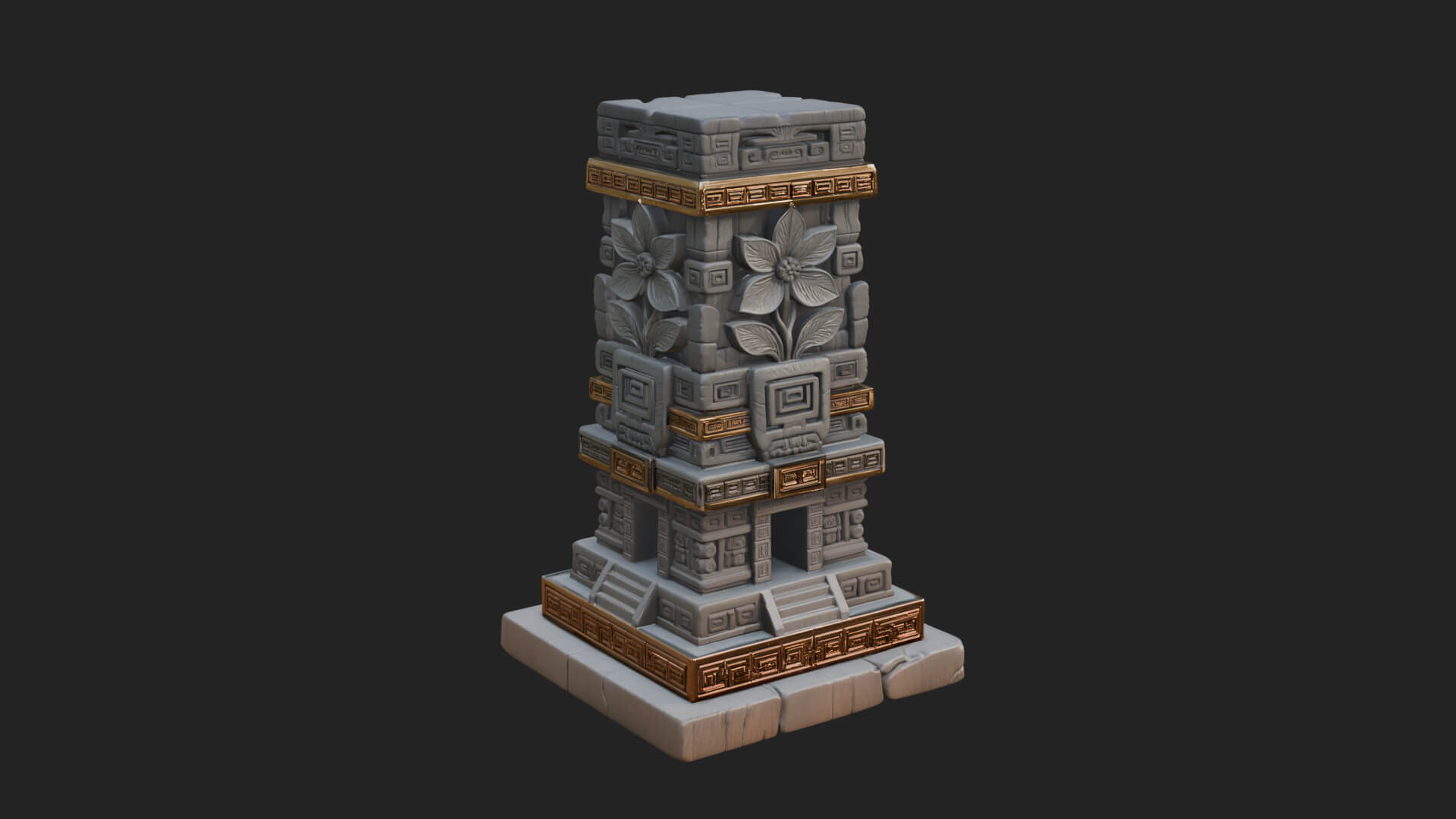 Leaf Carved Stone Column Design 3 3D Print Model 3D Model