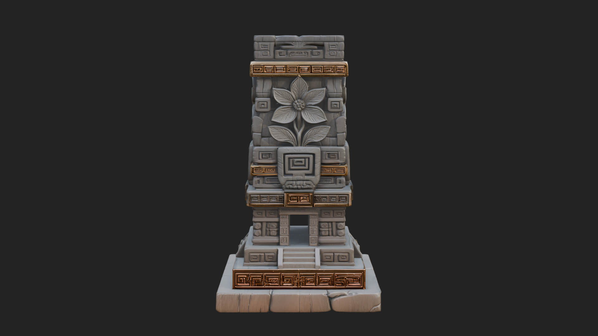 Leaf Carved Stone Column Design 3 3D Print Model 3D Model