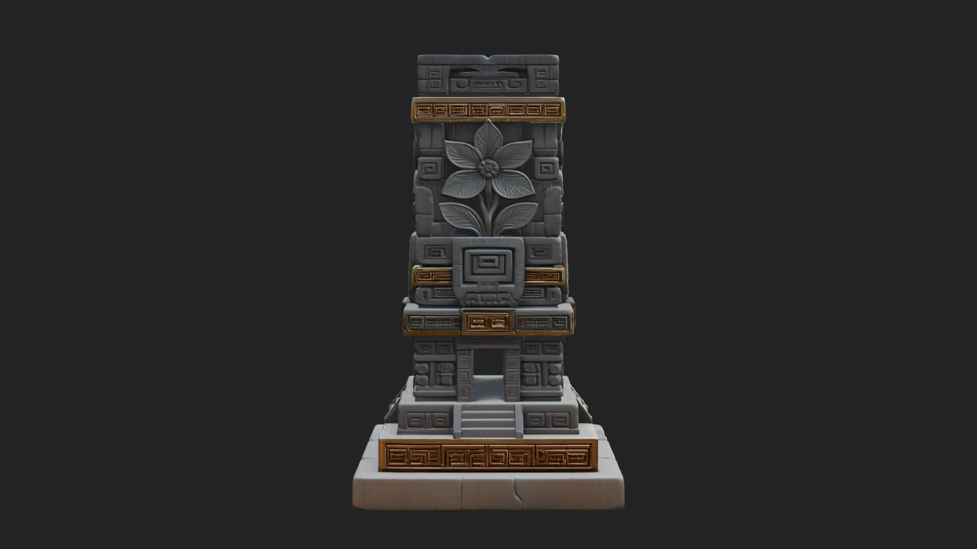 Leaf Carved Stone Column Design 3 3D Print Model 3D Model