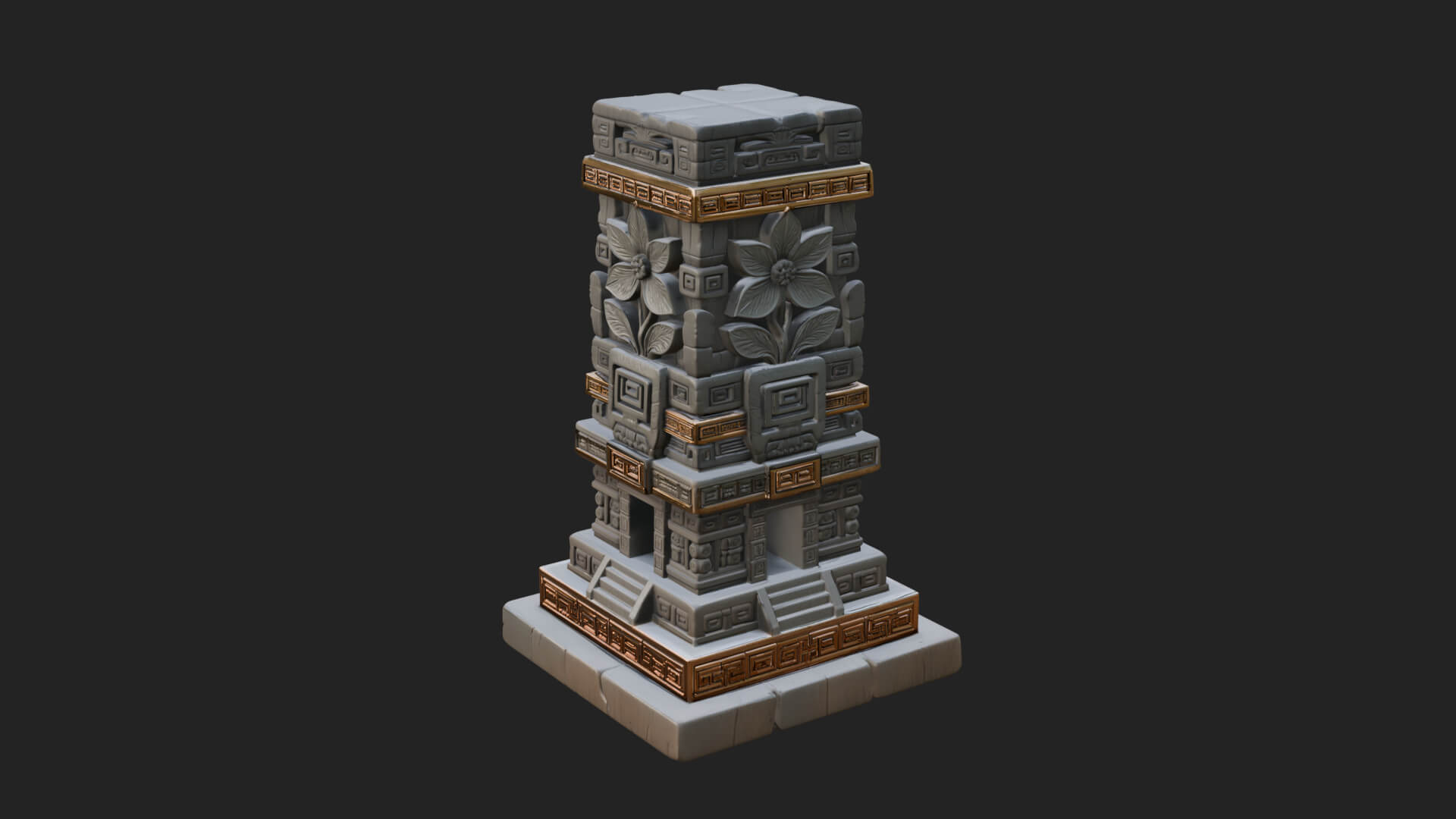 Leaf Carved Stone Column Design 3 3D Print Model 3D Model