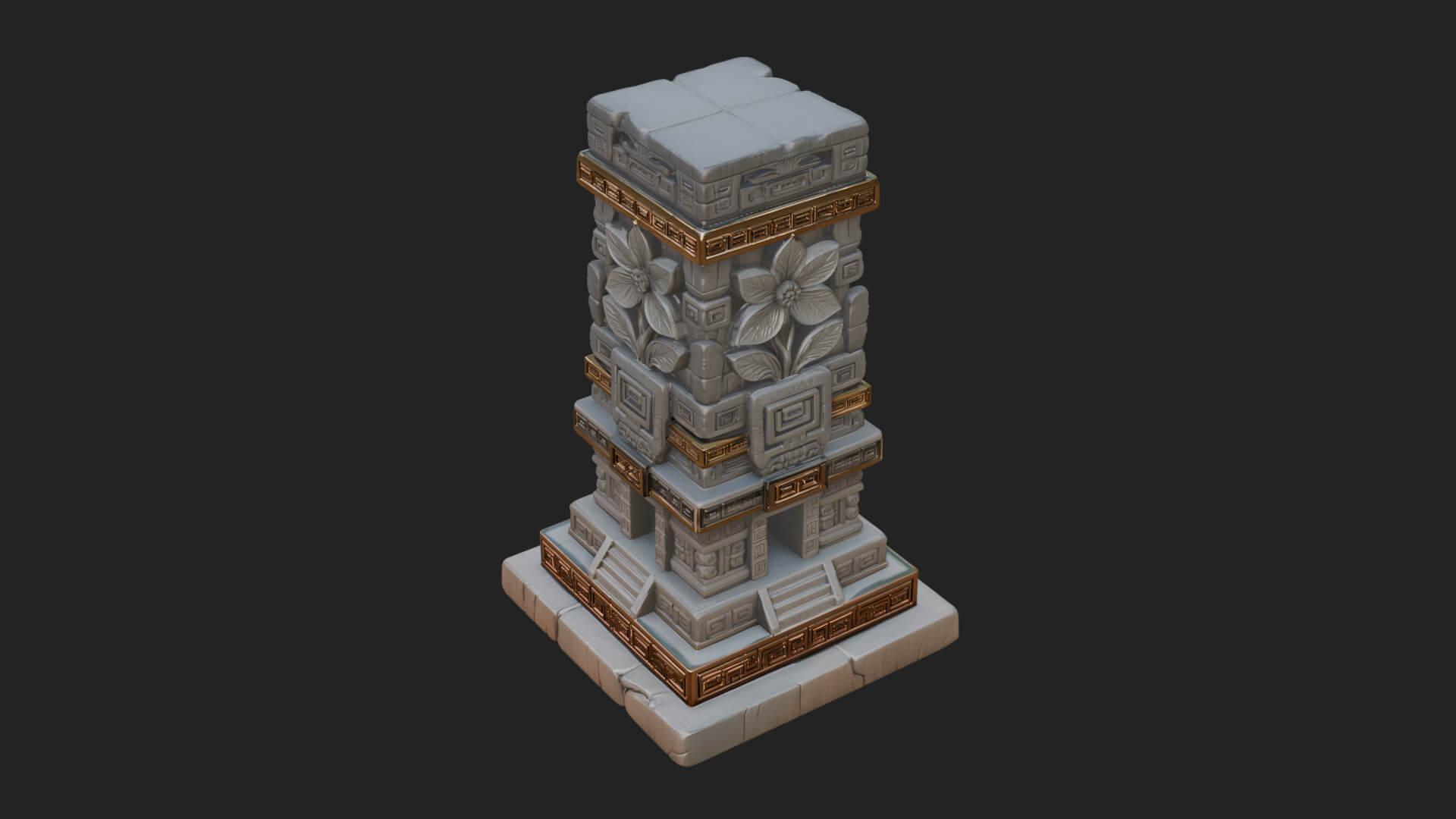 Leaf Carved Stone Column Design 3 3D Print Model 3D Model