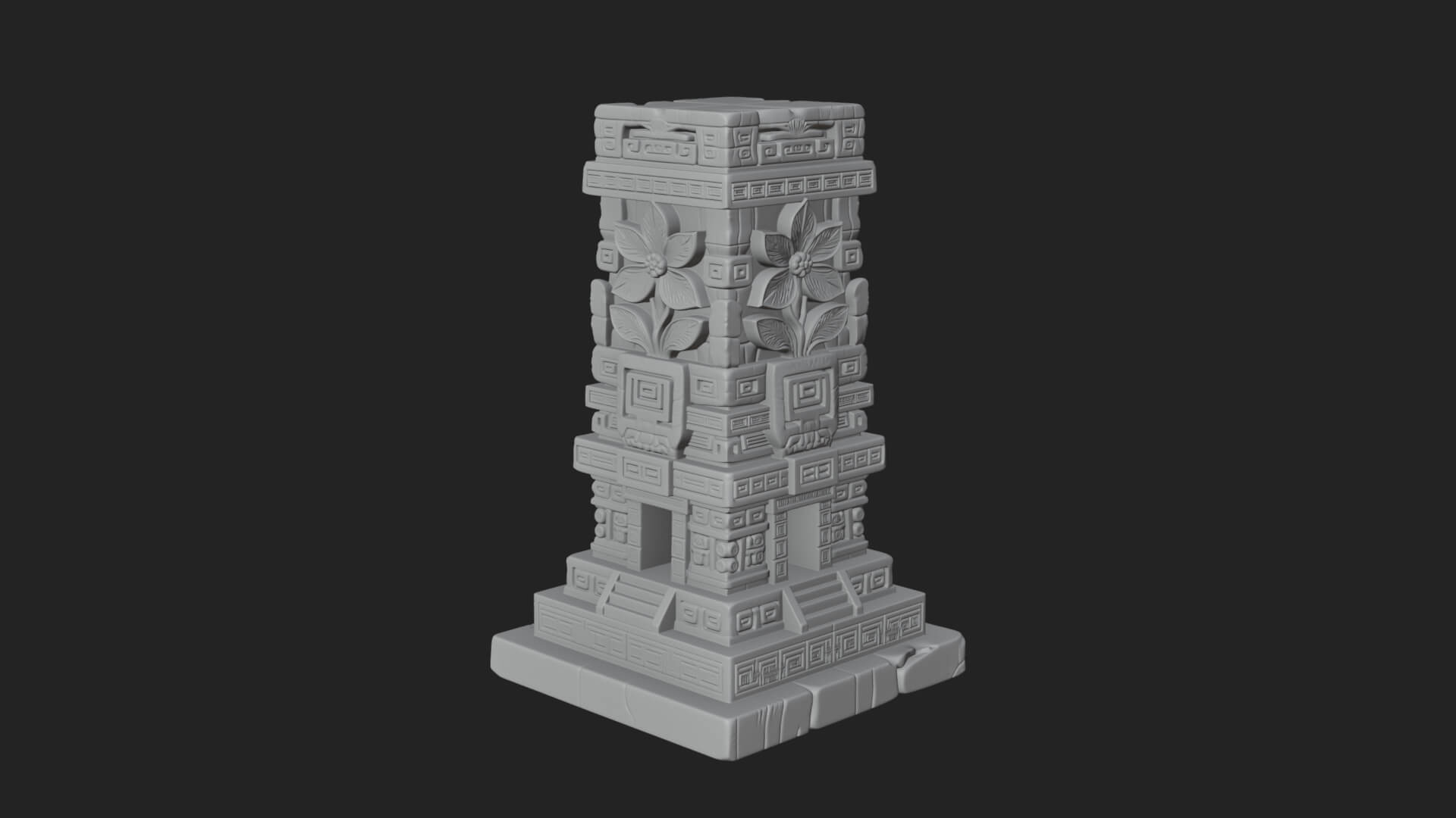 Leaf Carved Stone Column Design 3 3D Print Model 3D Model