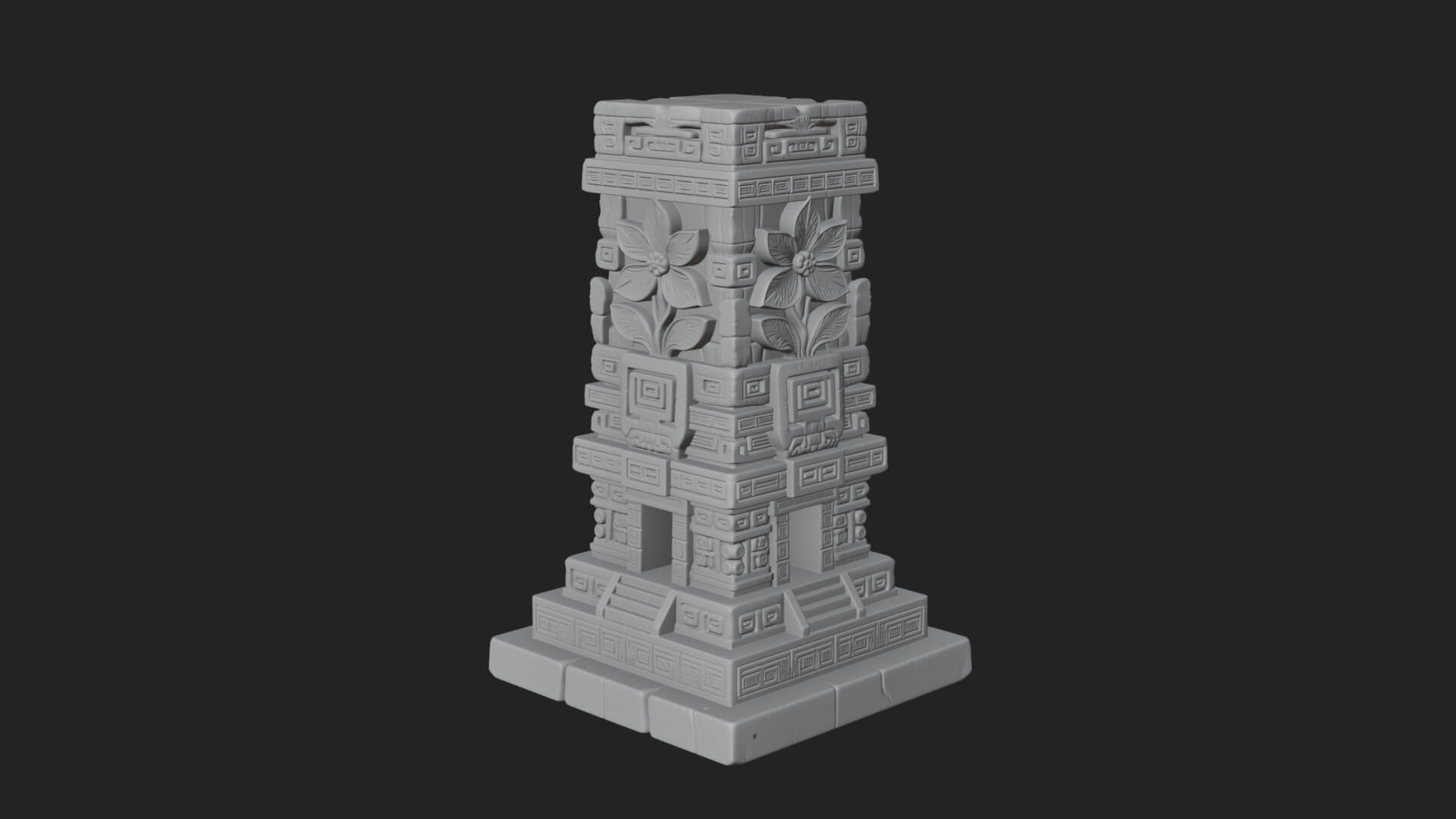 Leaf Carved Stone Column Design 3 3D Print Model 3D Model