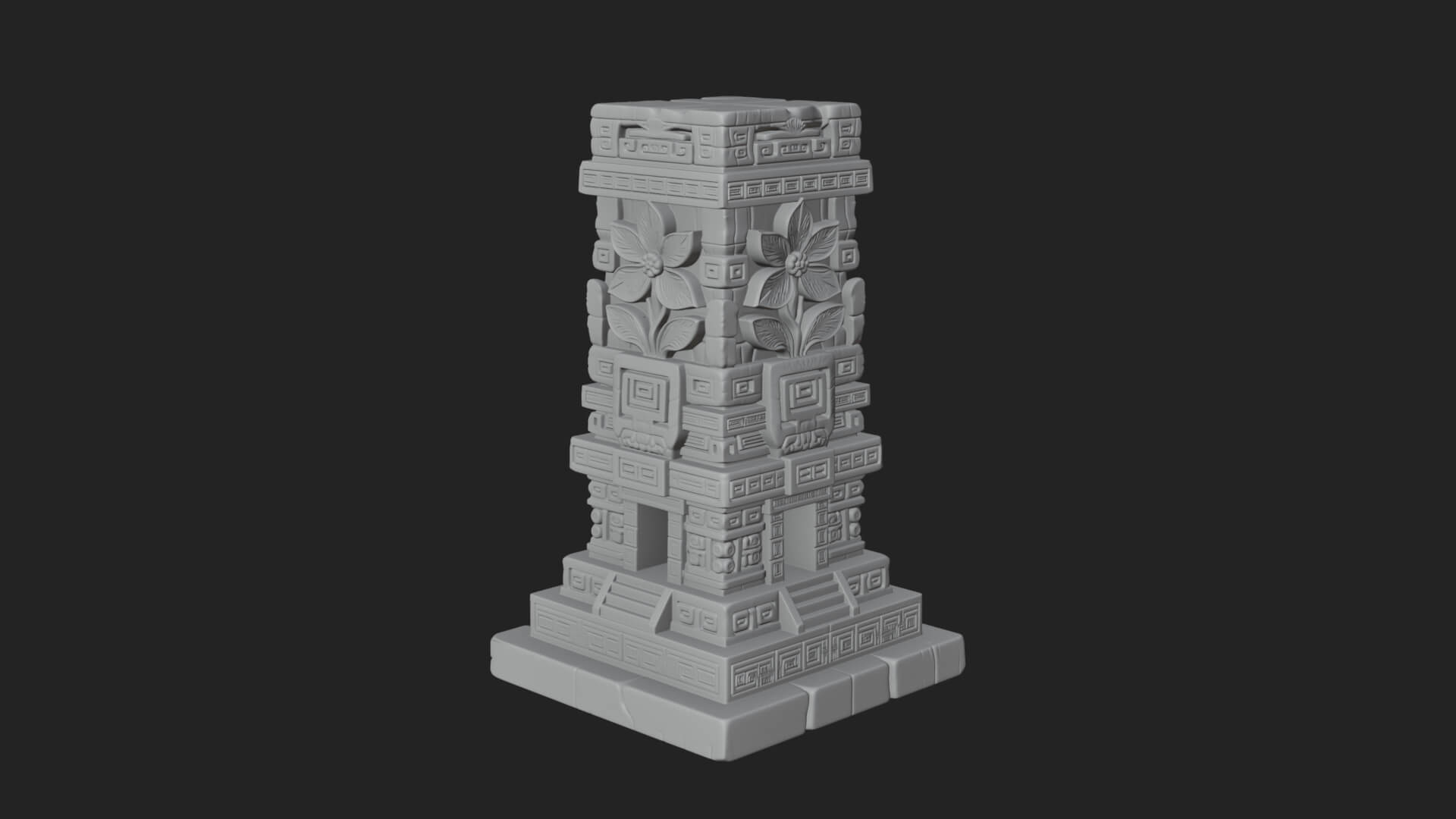 Leaf Carved Stone Column Design 3 3D Print Model 3D Model