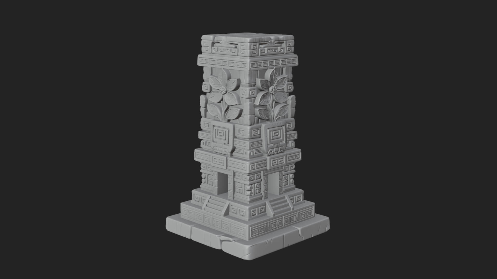 Leaf Carved Stone Column Design 3 3D Print Model 3D Model