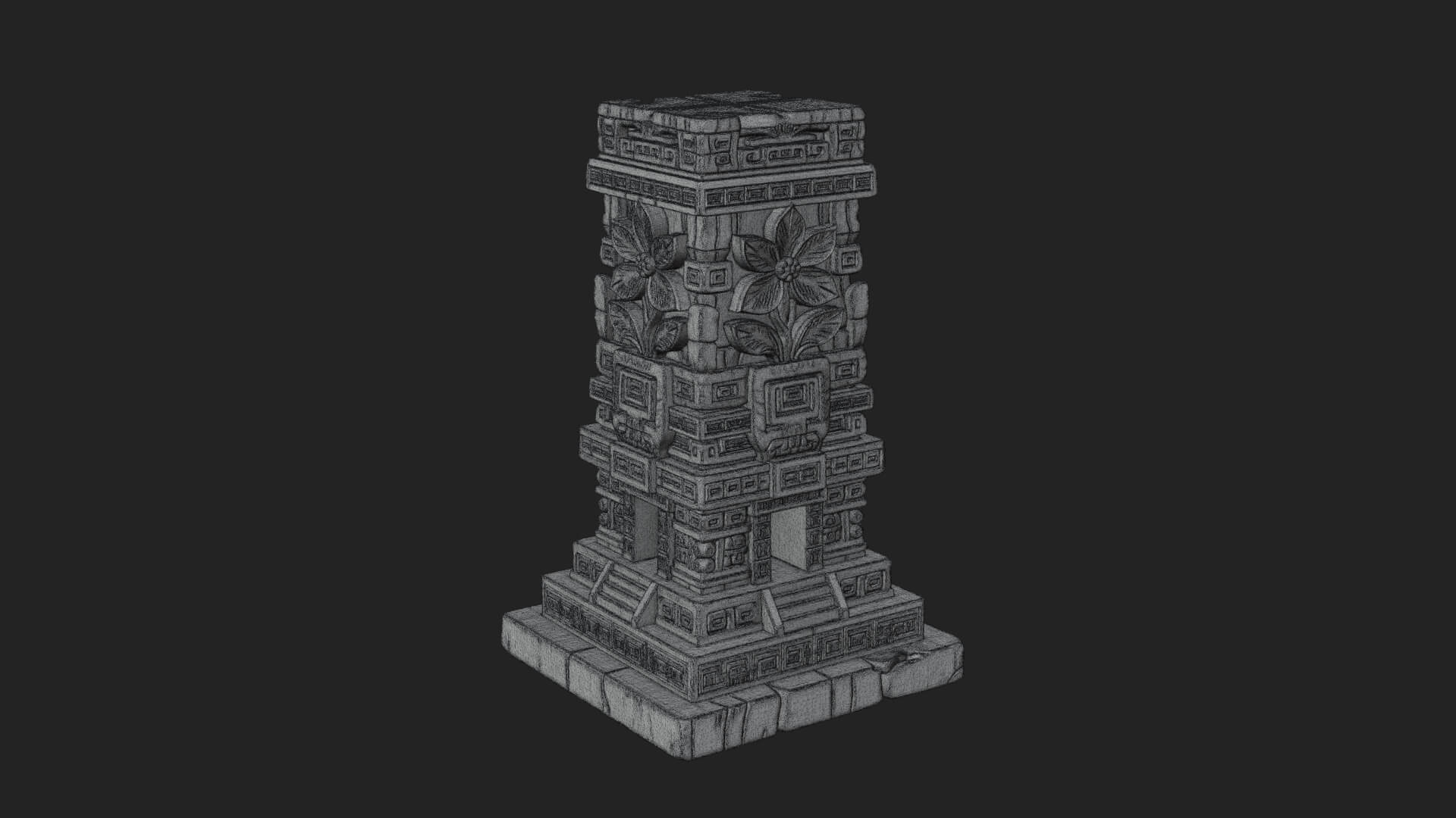 Leaf Carved Stone Column Design 3 3D Print Model 3D Model