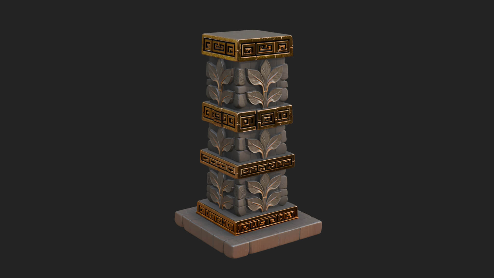 Leaf Carved Stone Column Design 4 3D Print Model 3D Model