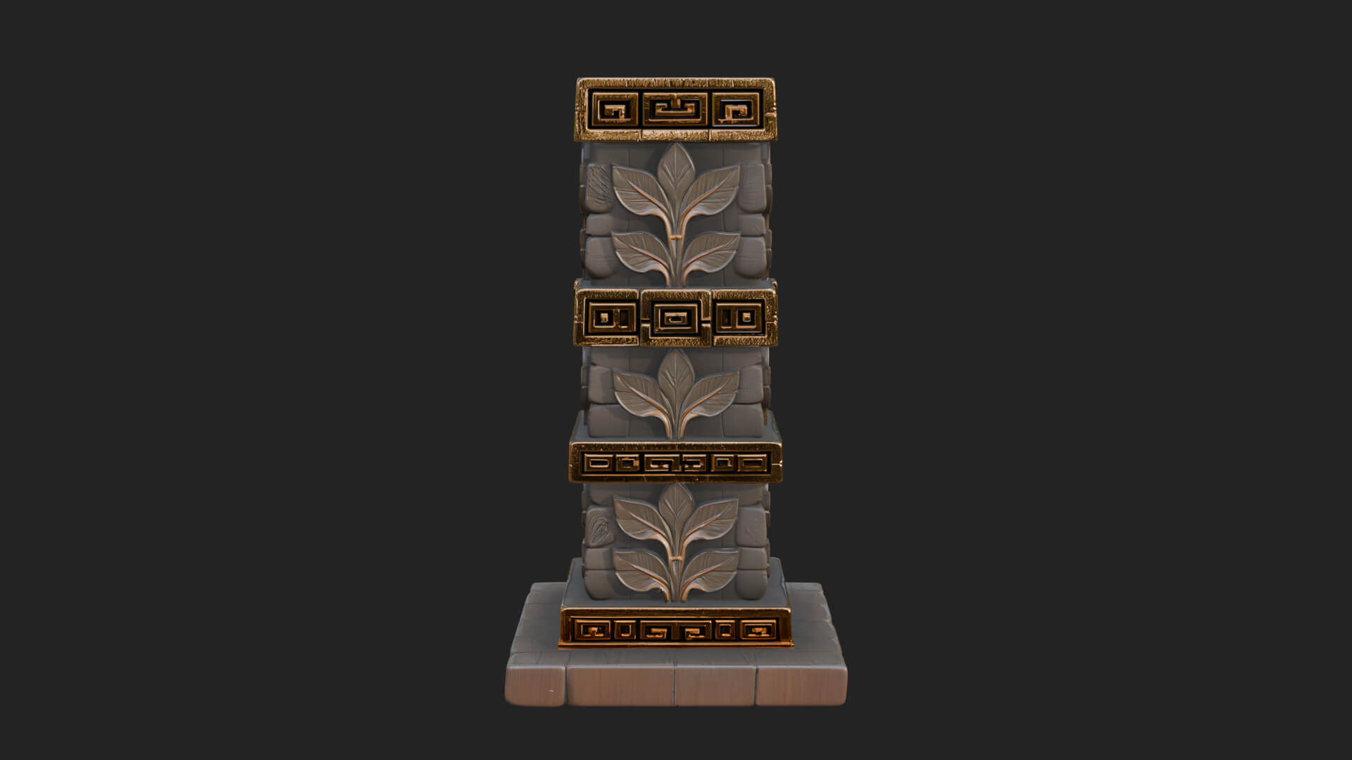 Leaf Carved Stone Column Design 4 3D Print Model 3D Model