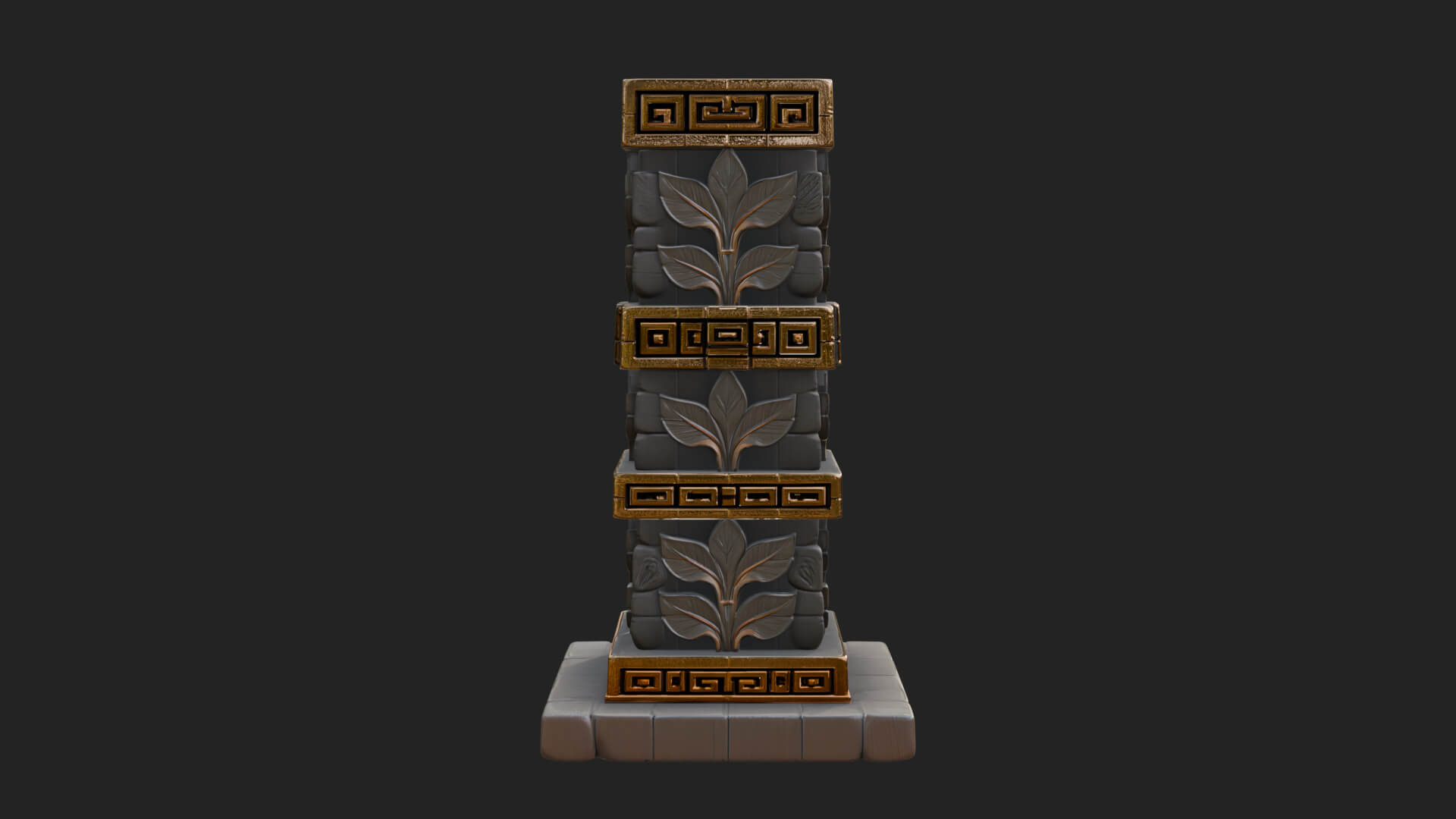 Leaf Carved Stone Column Design 4 3D Print Model 3D Model