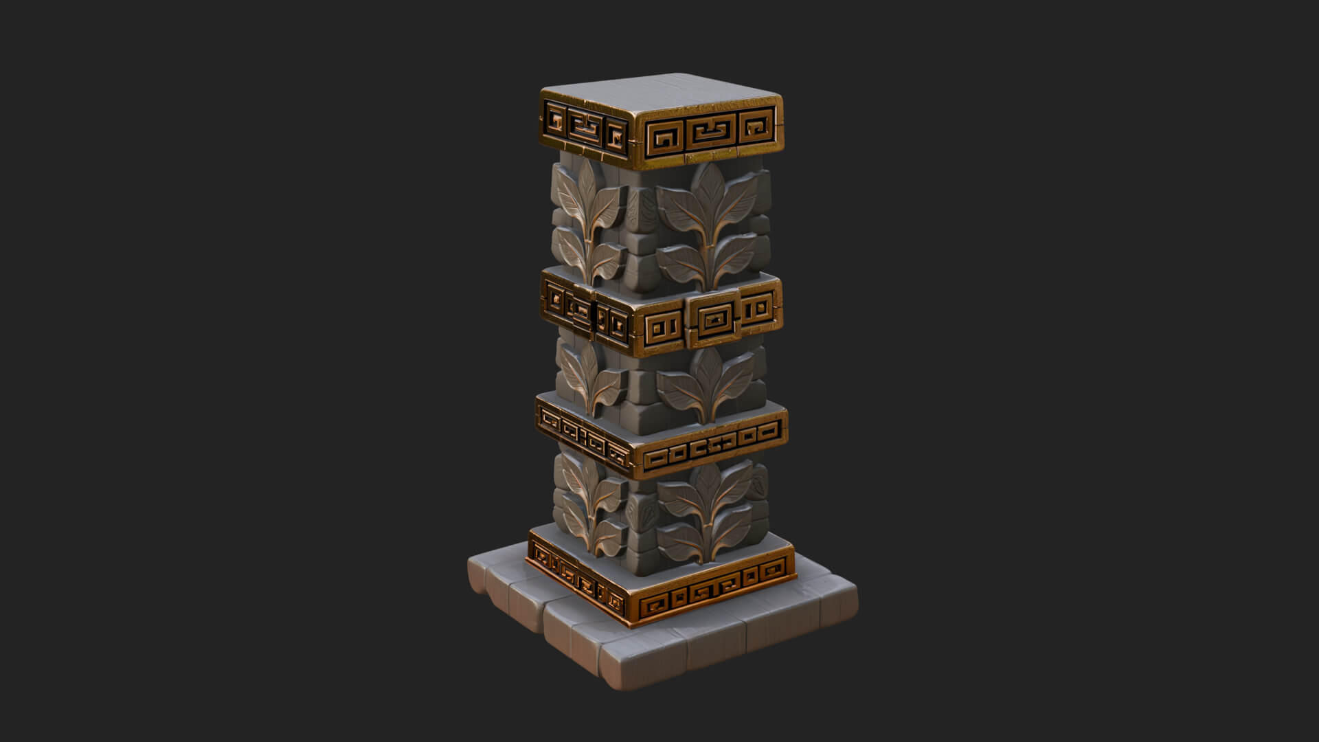 Leaf Carved Stone Column Design 4 3D Print Model 3D Model