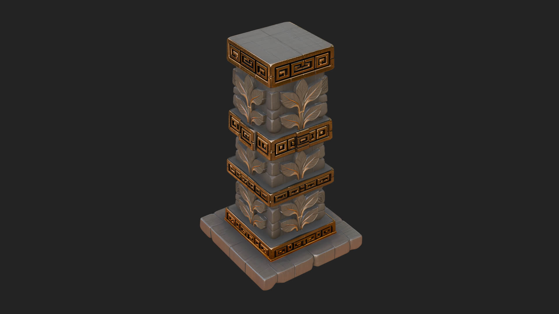 Leaf Carved Stone Column Design 4 3D Print Model 3D Model