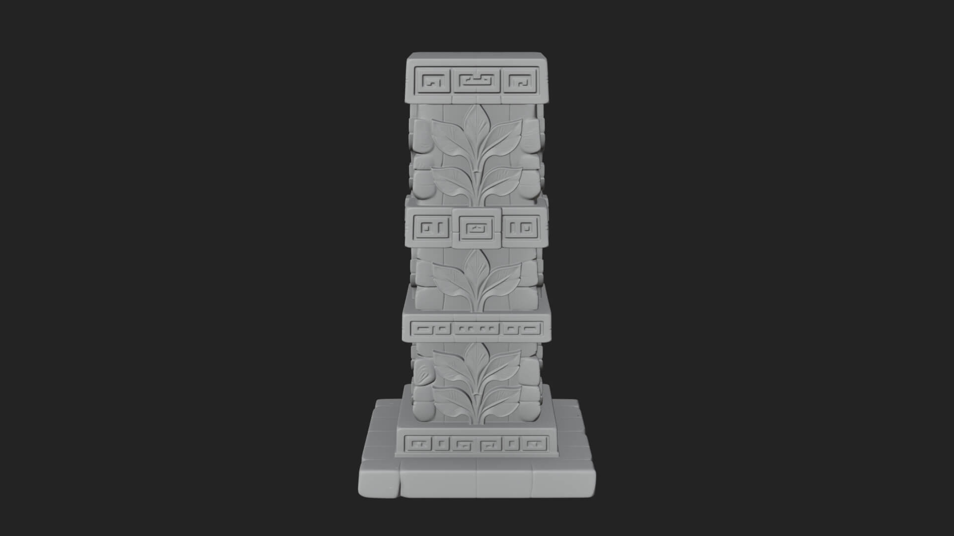 Leaf Carved Stone Column Design 4 3D Print Model 3D Model