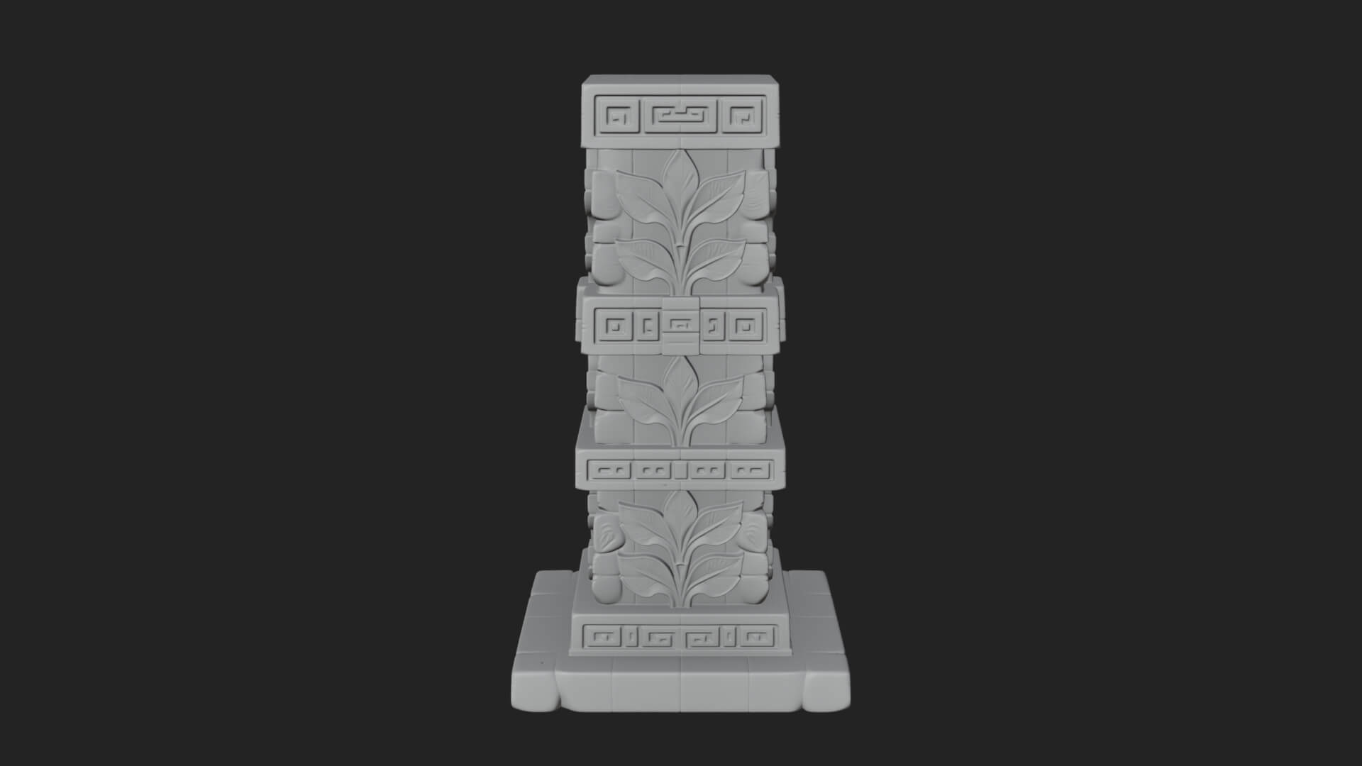 Leaf Carved Stone Column Design 4 3D Print Model 3D Model