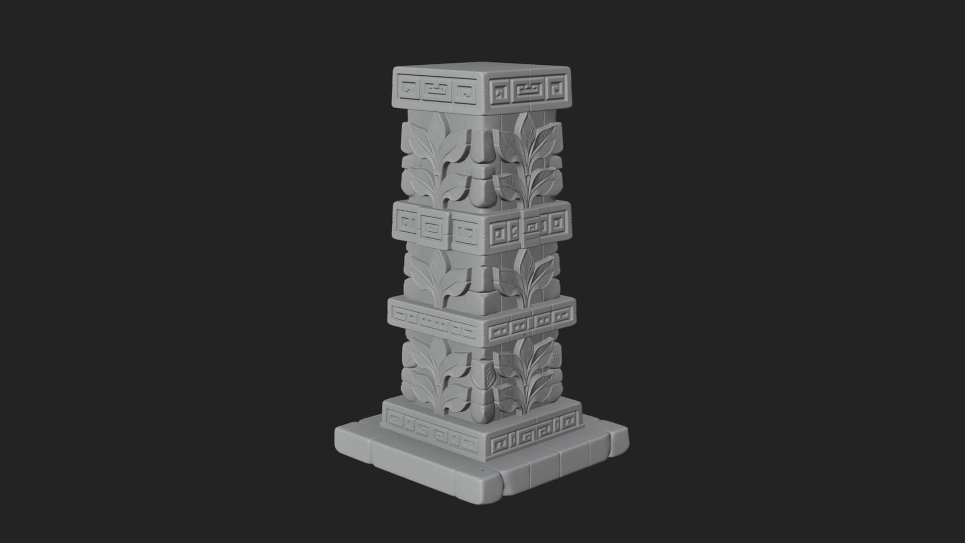 Leaf Carved Stone Column Design 4 3D Print Model 3D Model