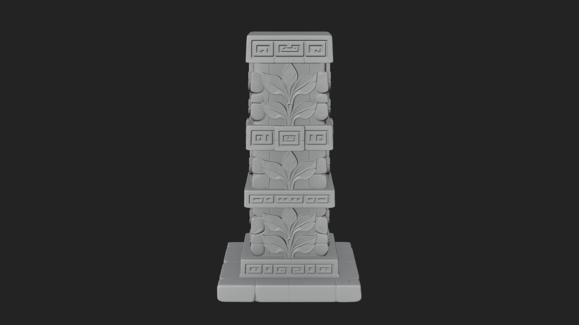 Leaf Carved Stone Column Design 4 3D Print Model 3D Model
