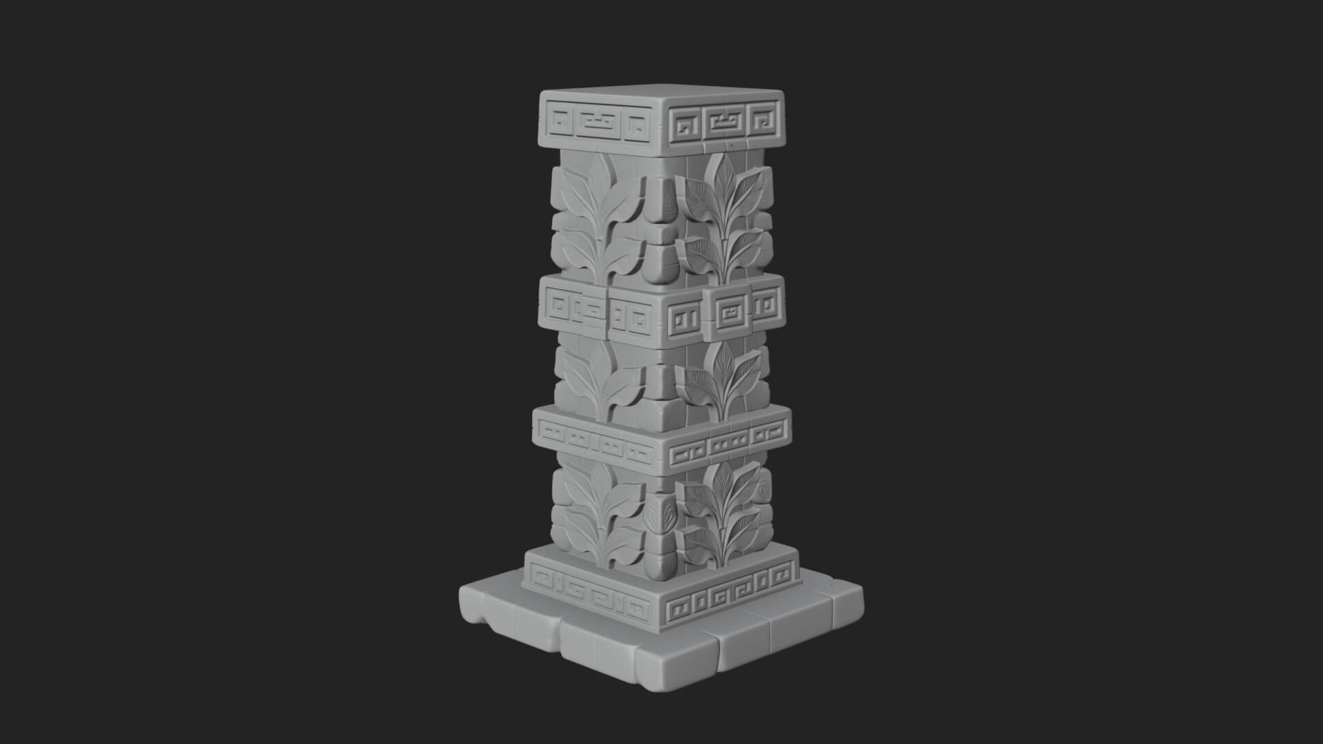 Leaf Carved Stone Column Design 4 3D Print Model 3D Model