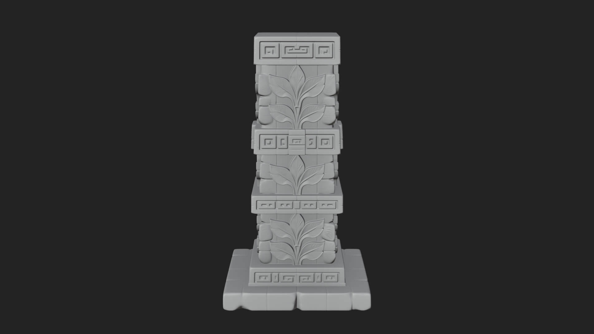 Leaf Carved Stone Column Design 4 3D Print Model 3D Model