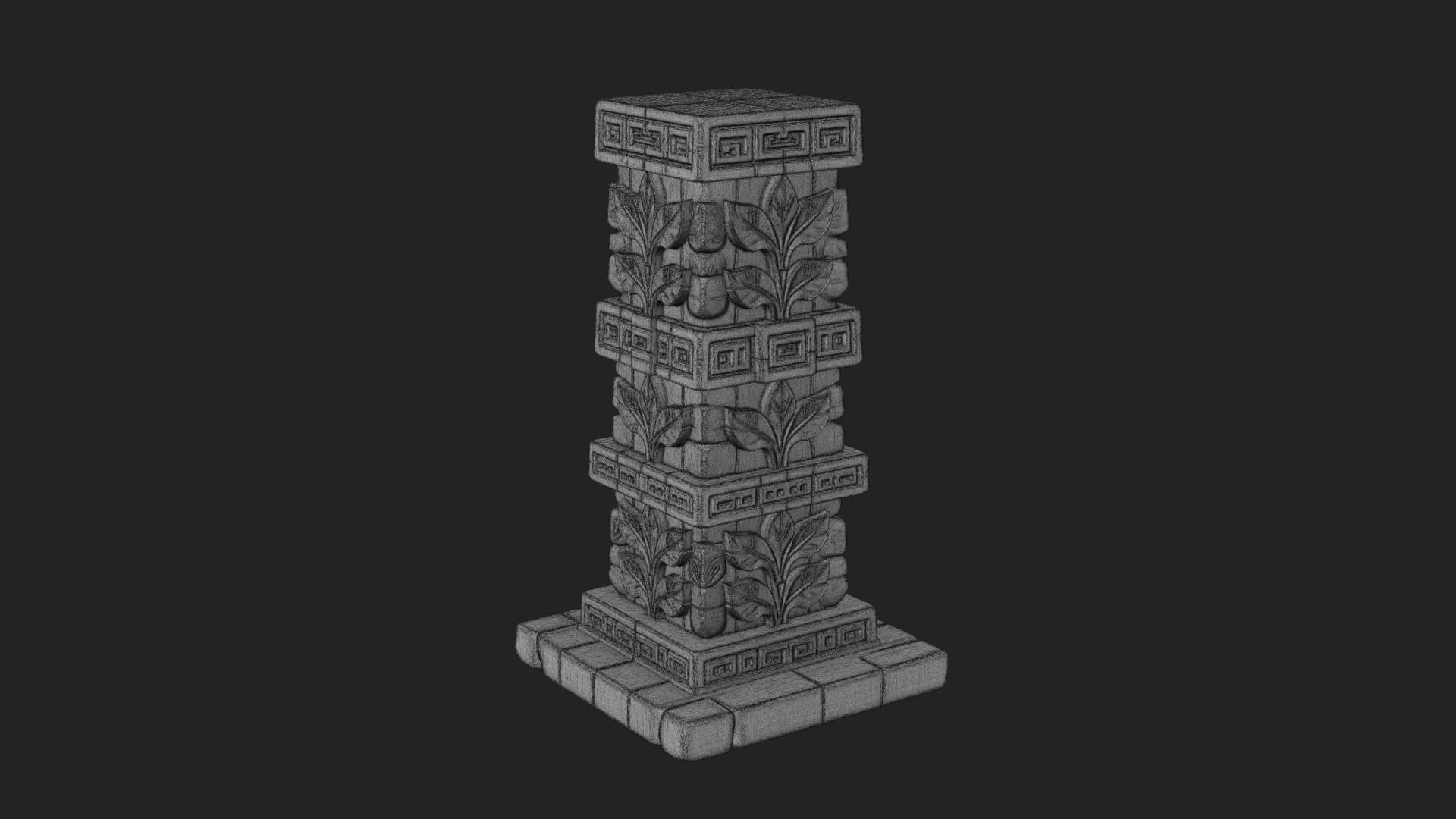 Leaf Carved Stone Column Design 4 3D Print Model 3D Model