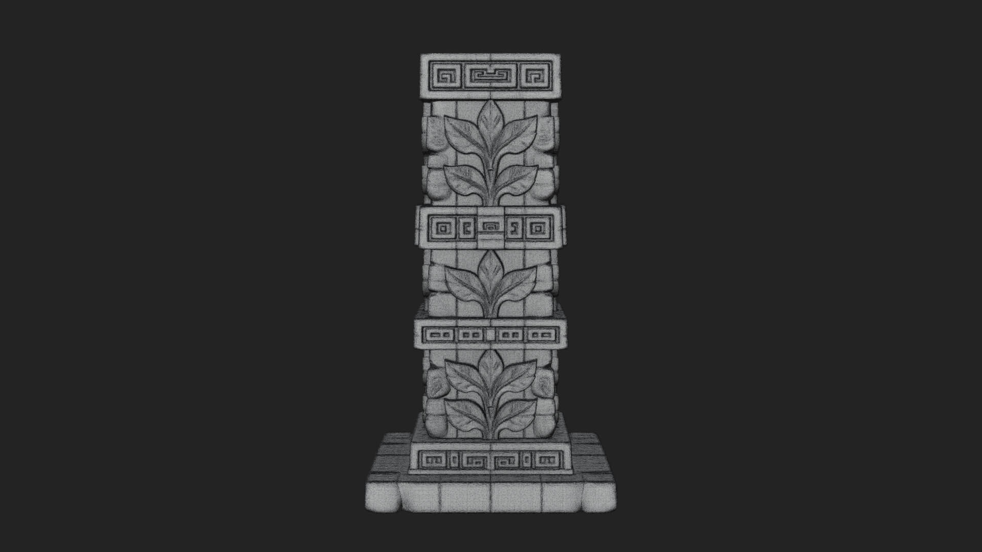 Leaf Carved Stone Column Design 4 3D Print Model 3D Model