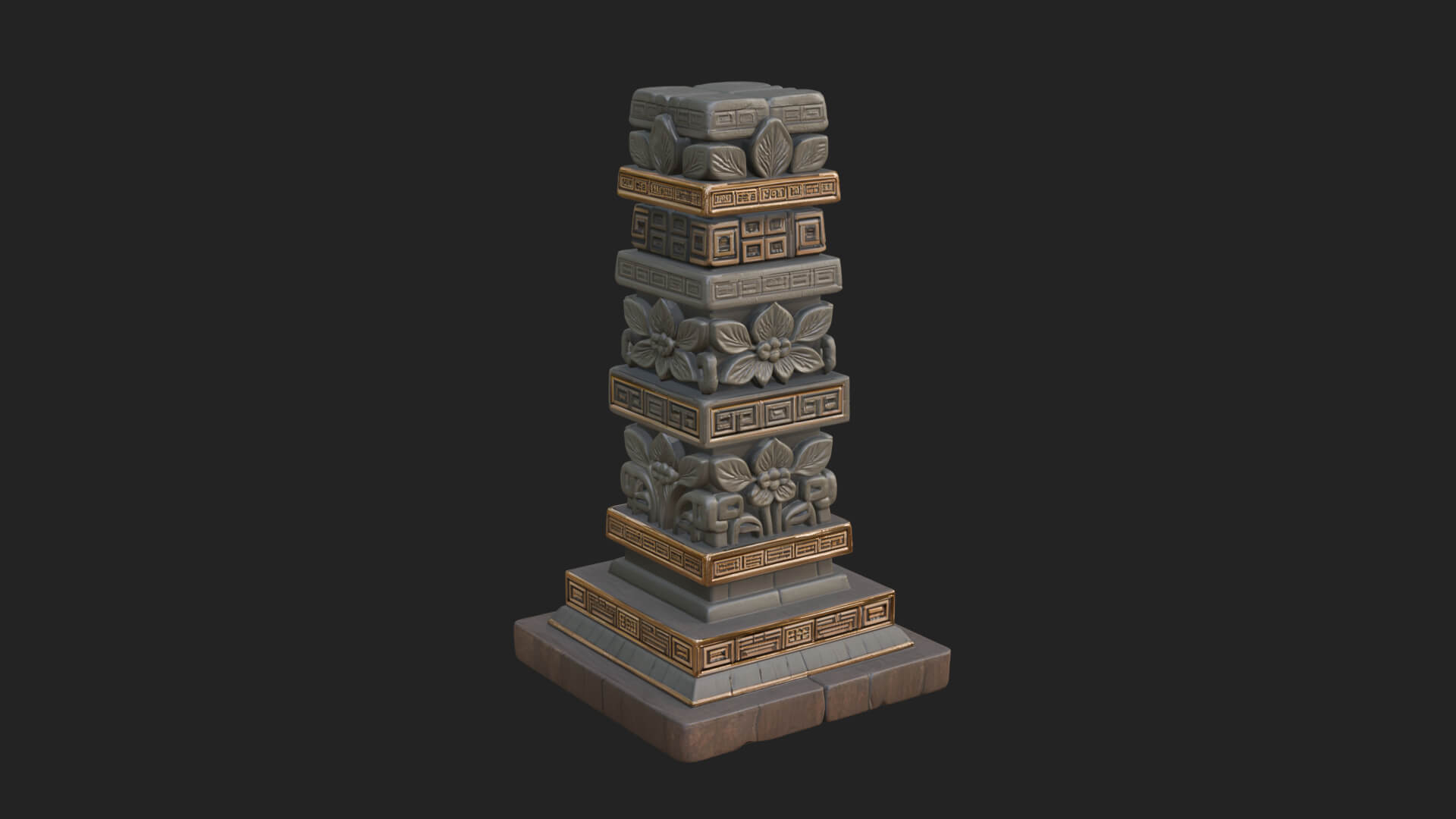 Leaf Carved Stone Column Design 5 3D Print Model 3D Model