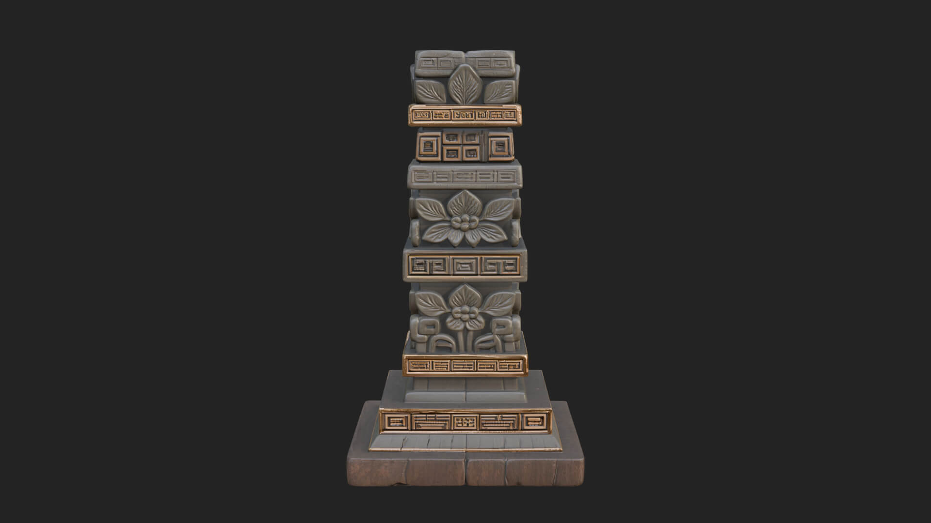 Leaf Carved Stone Column Design 5 3D Print Model 3D Model