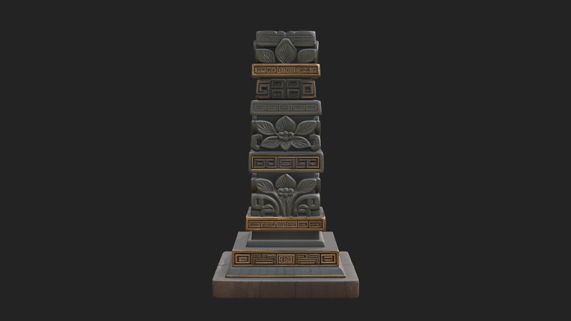 Leaf Carved Stone Column Design 5 3D Print Model 3D Model