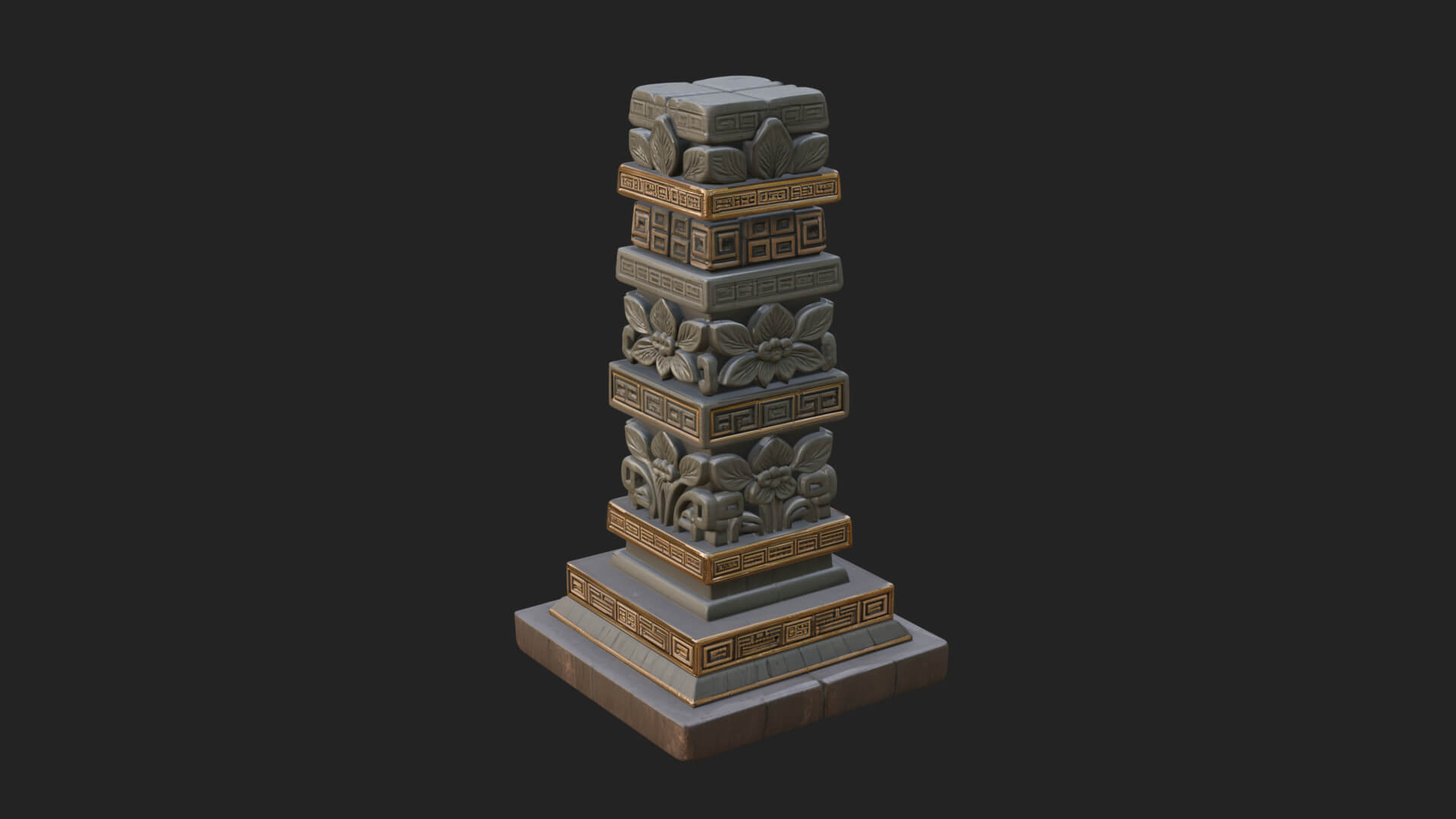 Leaf Carved Stone Column Design 5 3D Print Model 3D Model