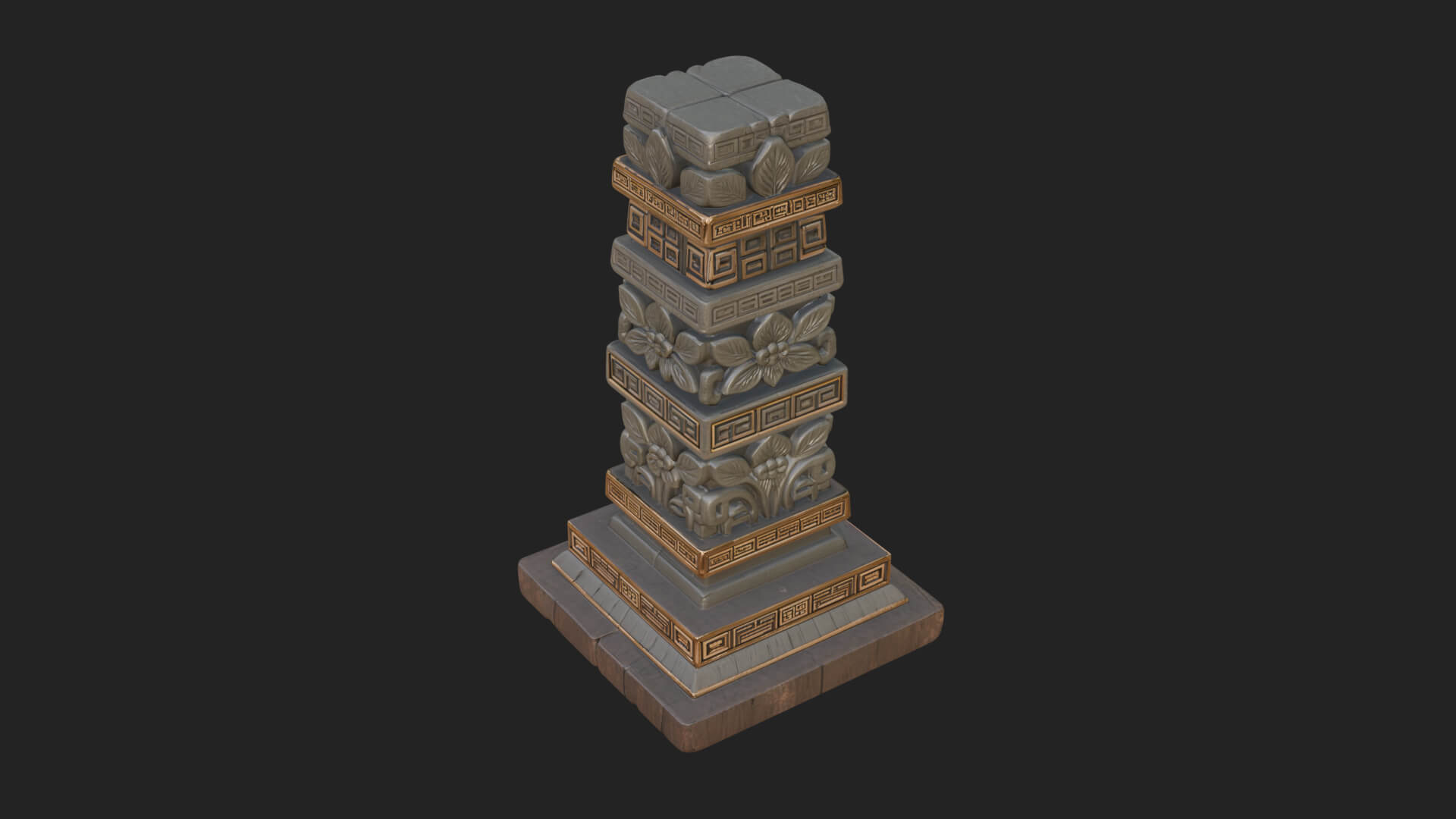 Leaf Carved Stone Column Design 5 3D Print Model 3D Model