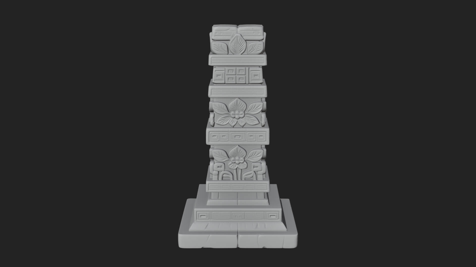 Leaf Carved Stone Column Design 5 3D Print Model 3D Model