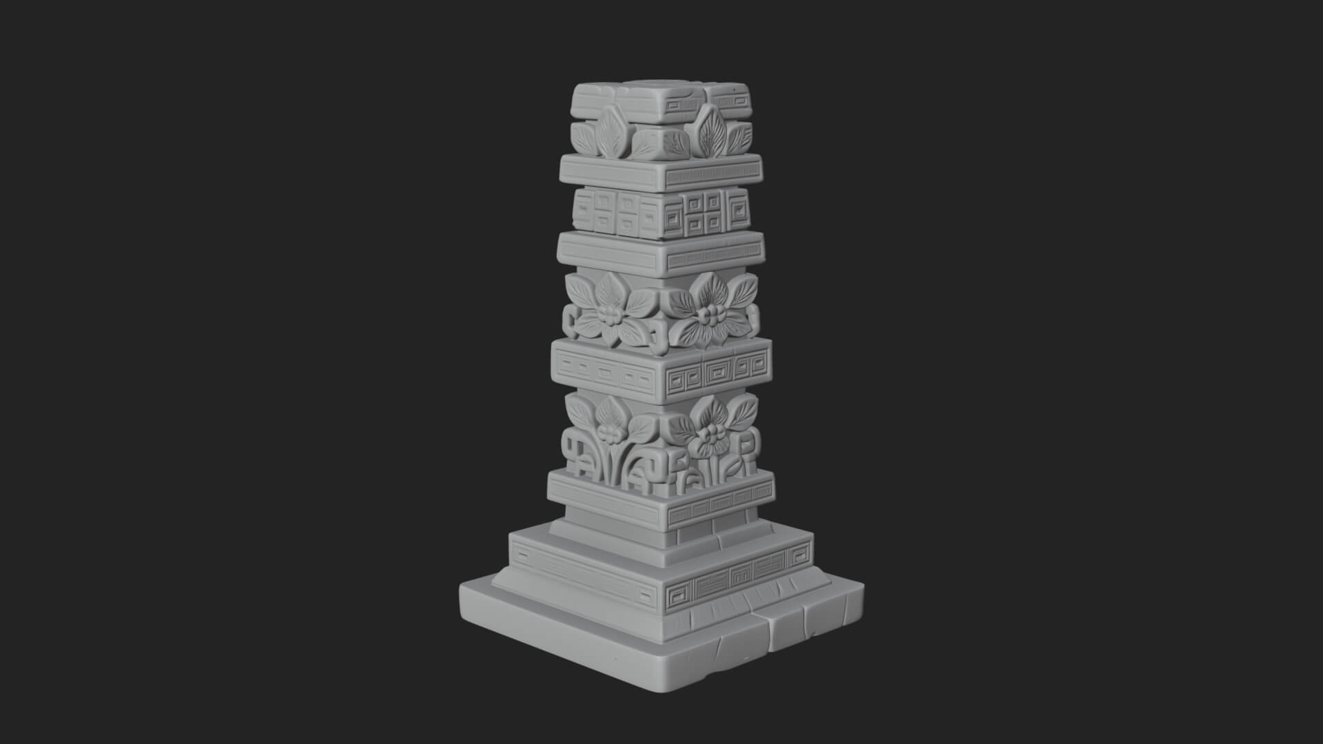 Leaf Carved Stone Column Design 5 3D Print Model 3D Model
