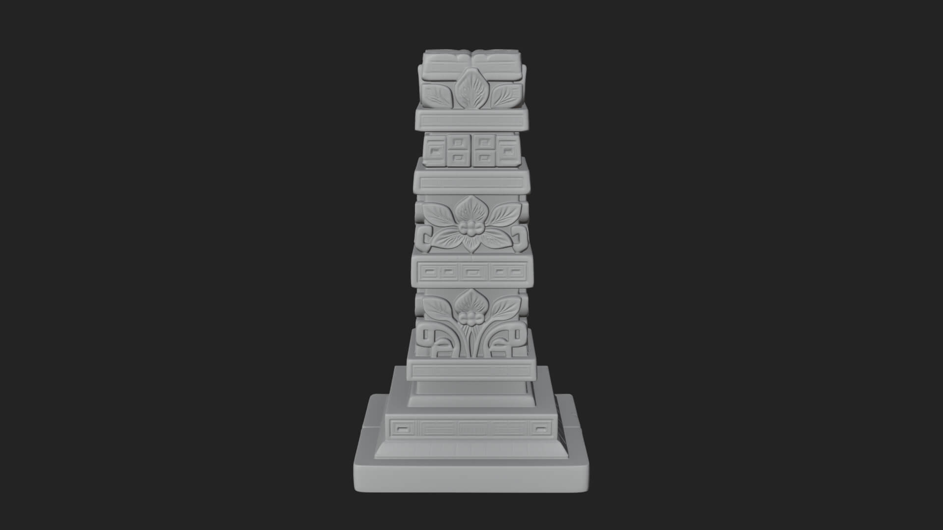Leaf Carved Stone Column Design 5 3D Print Model 3D Model