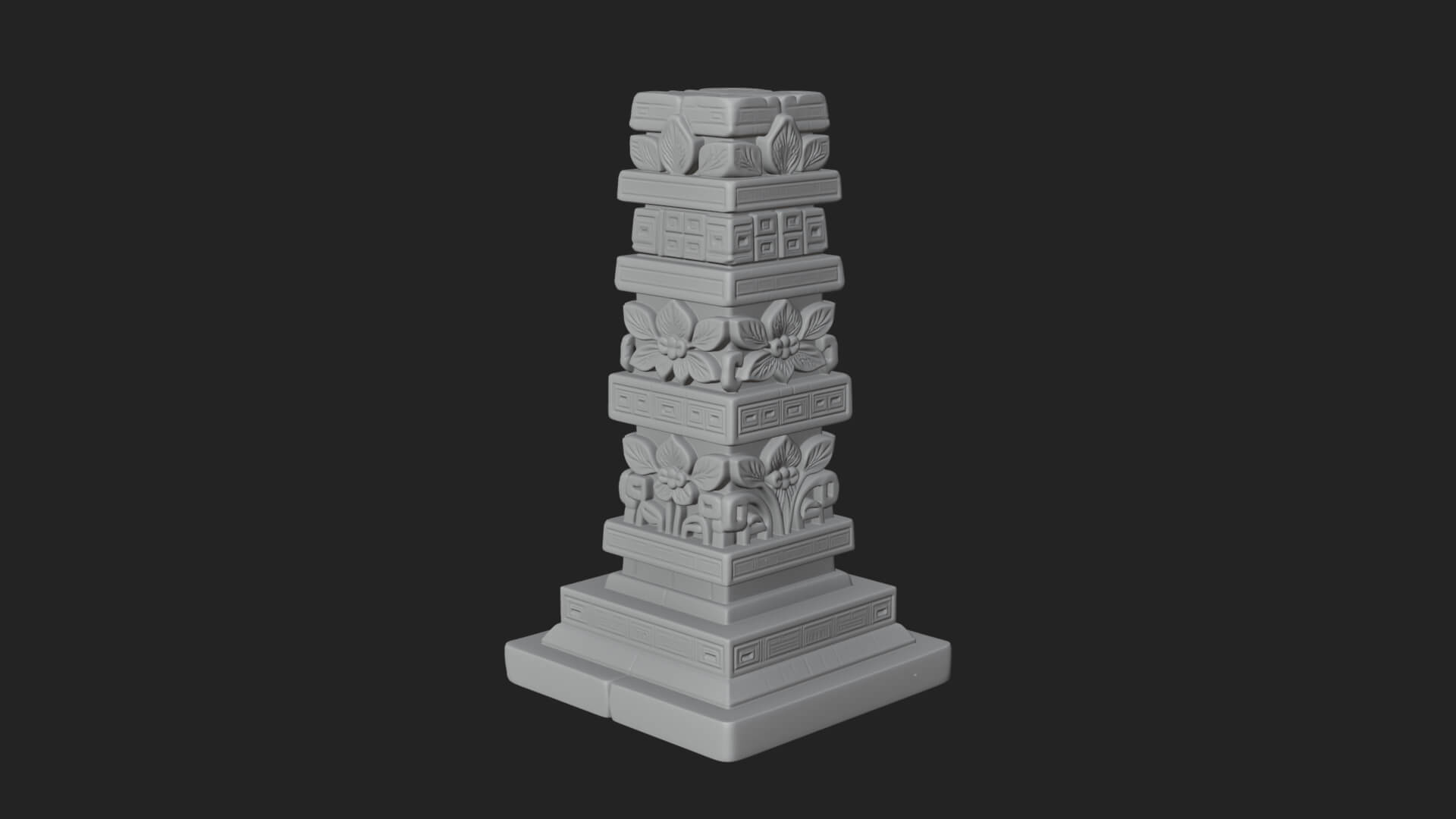 Leaf Carved Stone Column Design 5 3D Print Model 3D Model