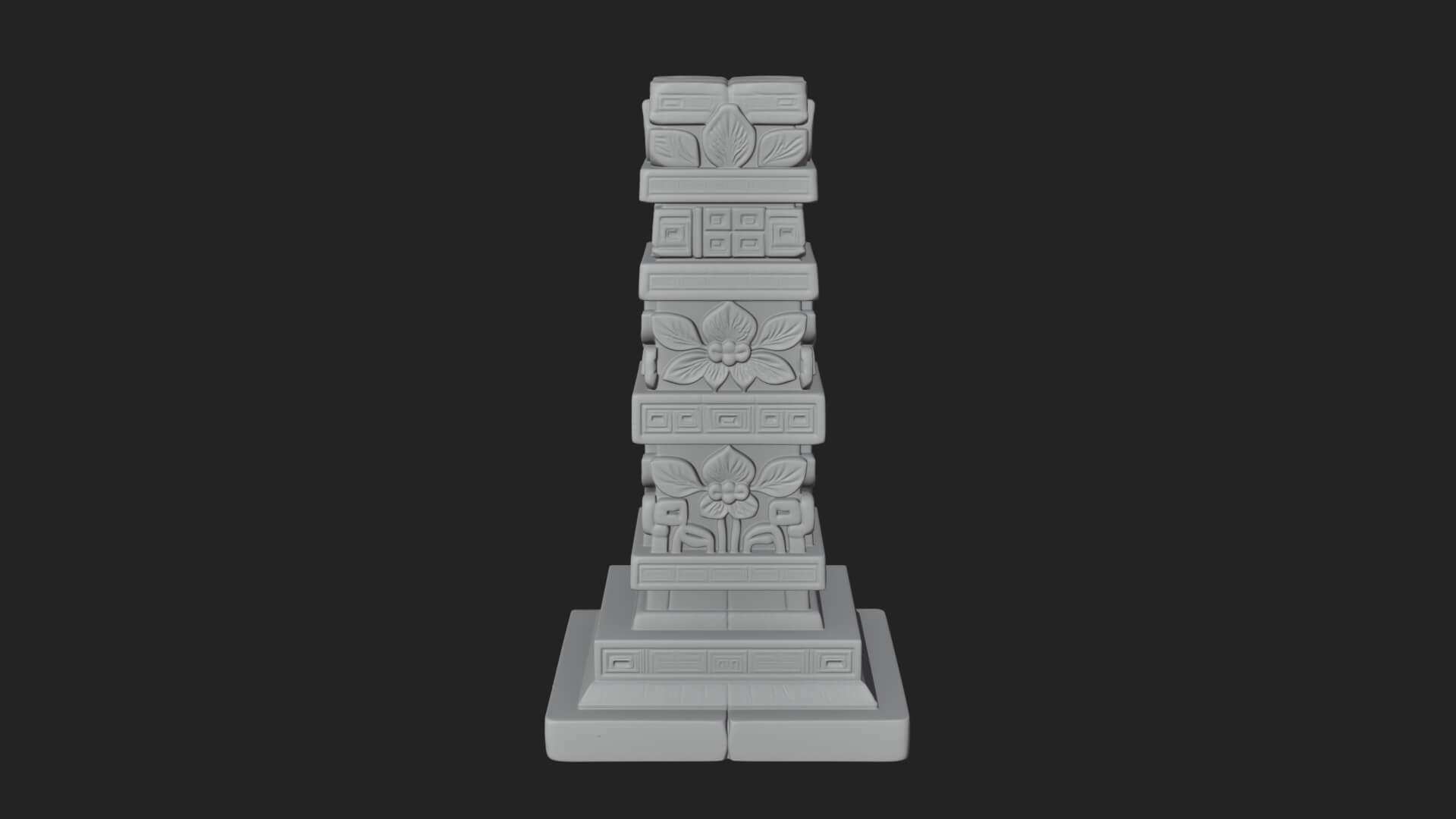 Leaf Carved Stone Column Design 5 3D Print Model 3D Model