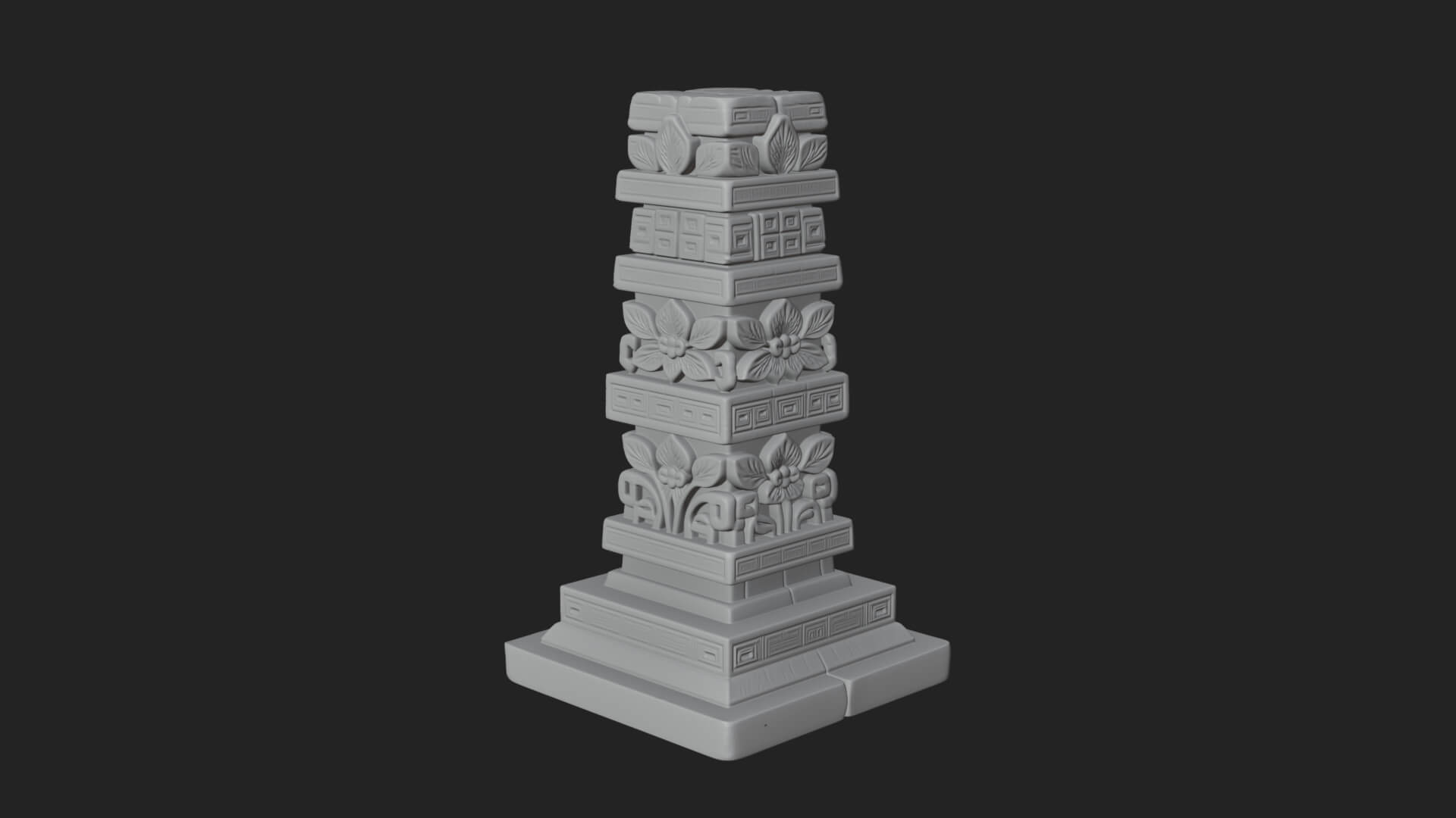 Leaf Carved Stone Column Design 5 3D Print Model 3D Model