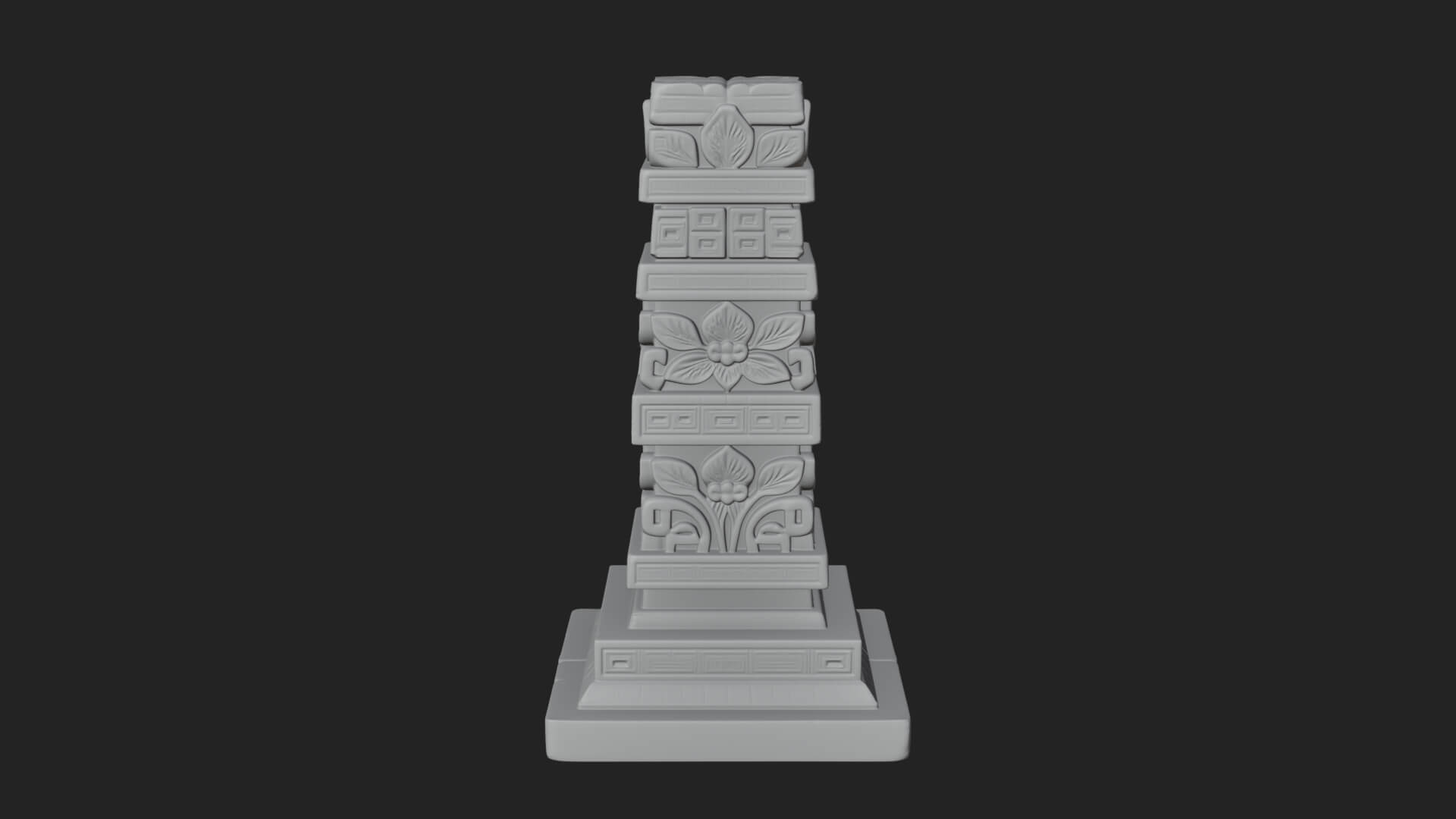 Leaf Carved Stone Column Design 5 3D Print Model 3D Model