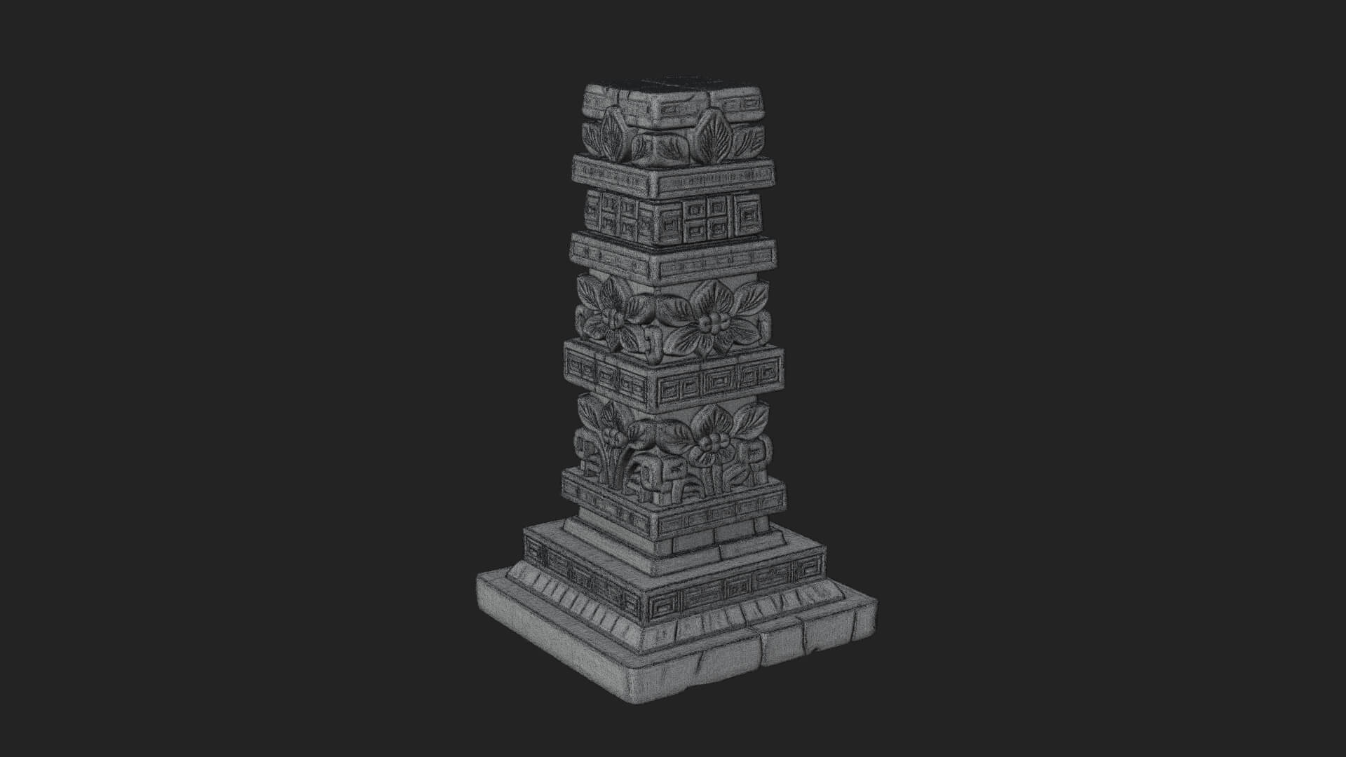 Leaf Carved Stone Column Design 5 3D Print Model 3D Model