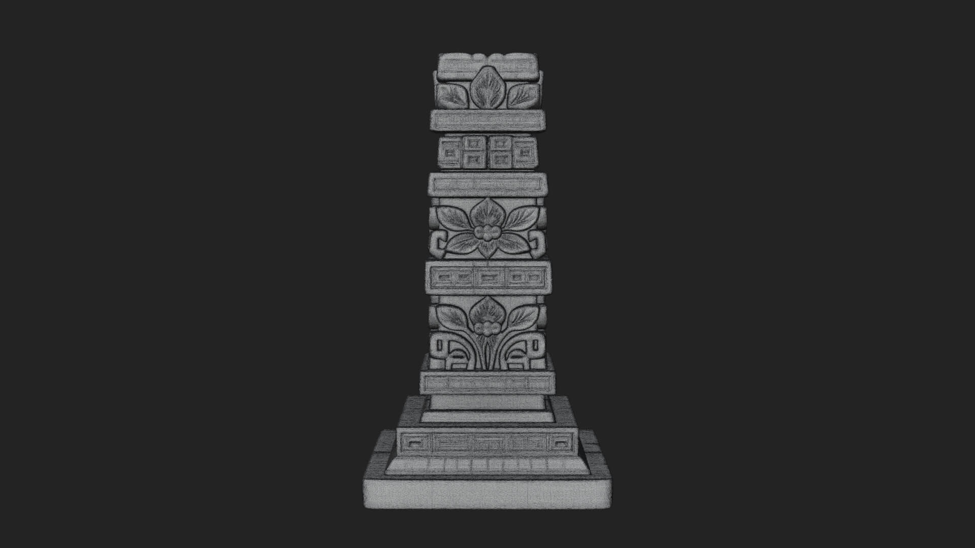 Leaf Carved Stone Column Design 5 3D Print Model 3D Model