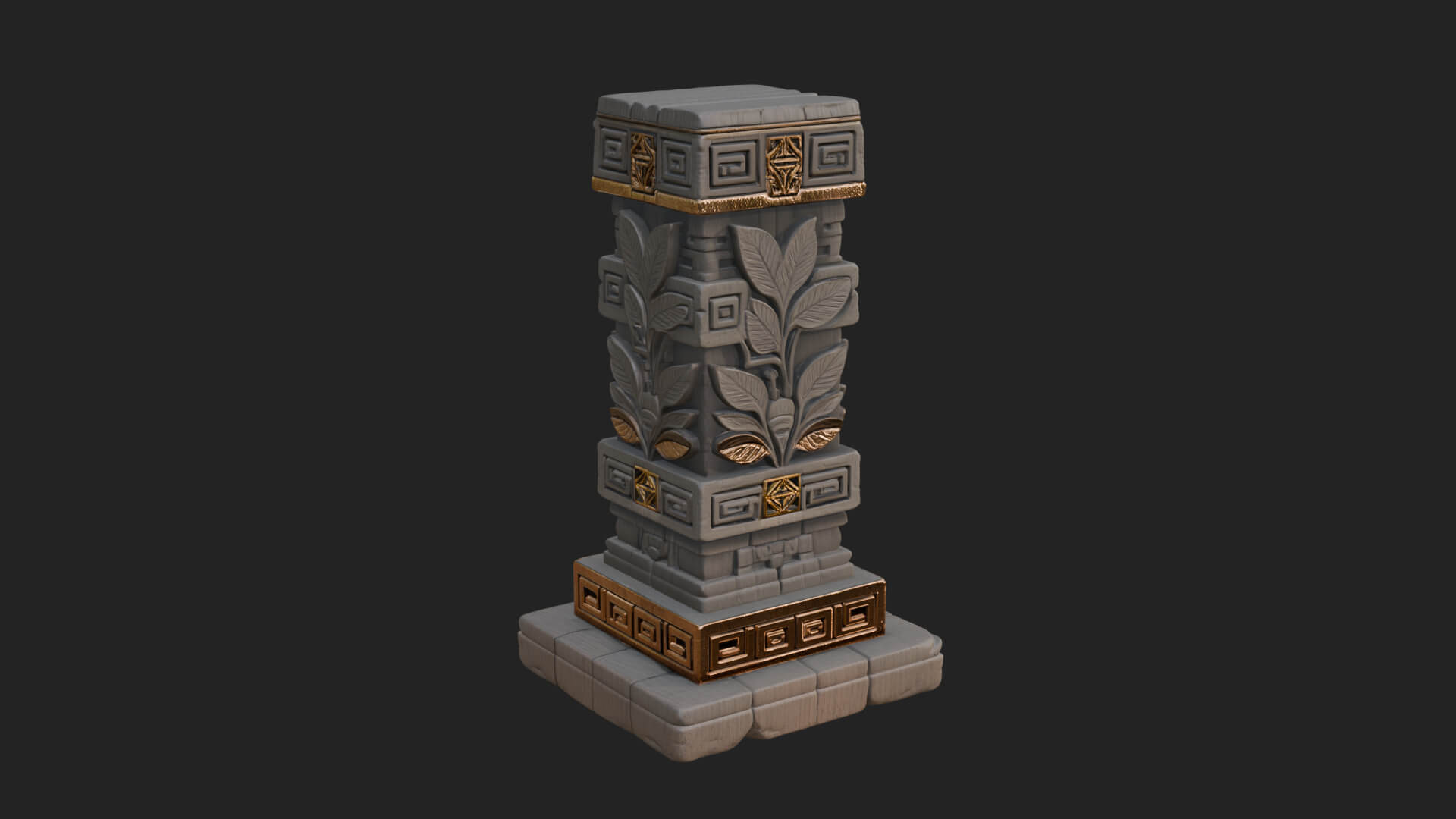 Leaf Carved Stone Column Design 6 3D Print Model 3D Model