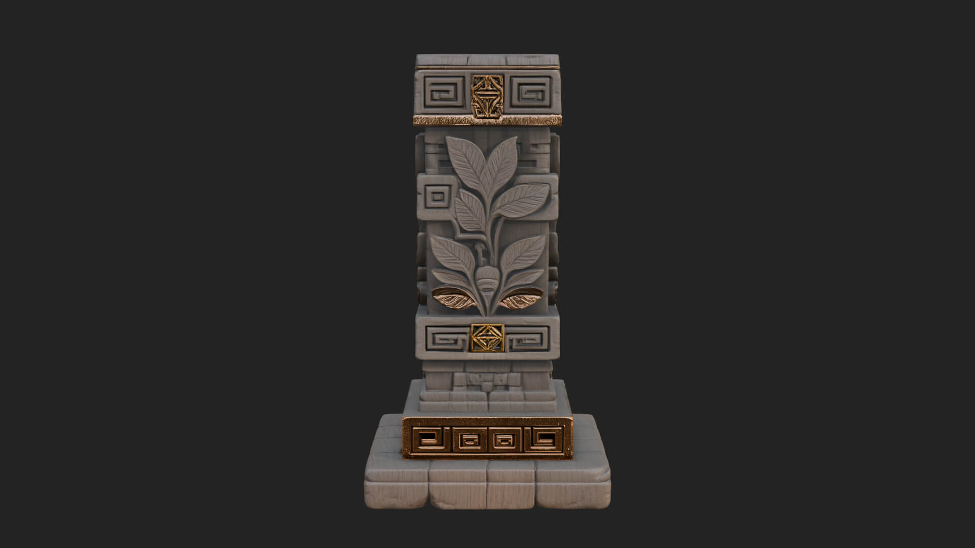 Leaf Carved Stone Column Design 6 3D Print Model 3D Model
