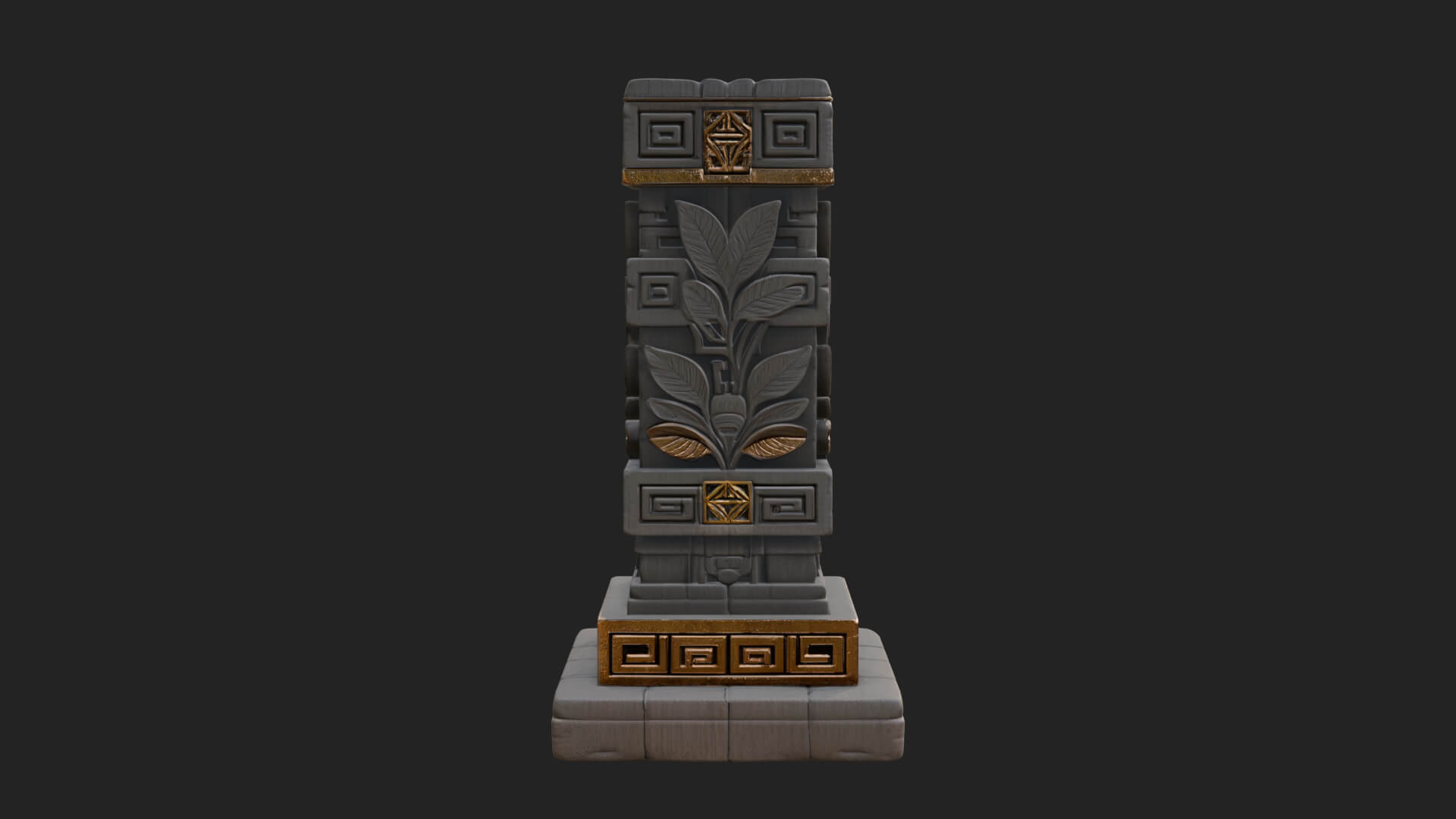 Leaf Carved Stone Column Design 6 3D Print Model 3D Model